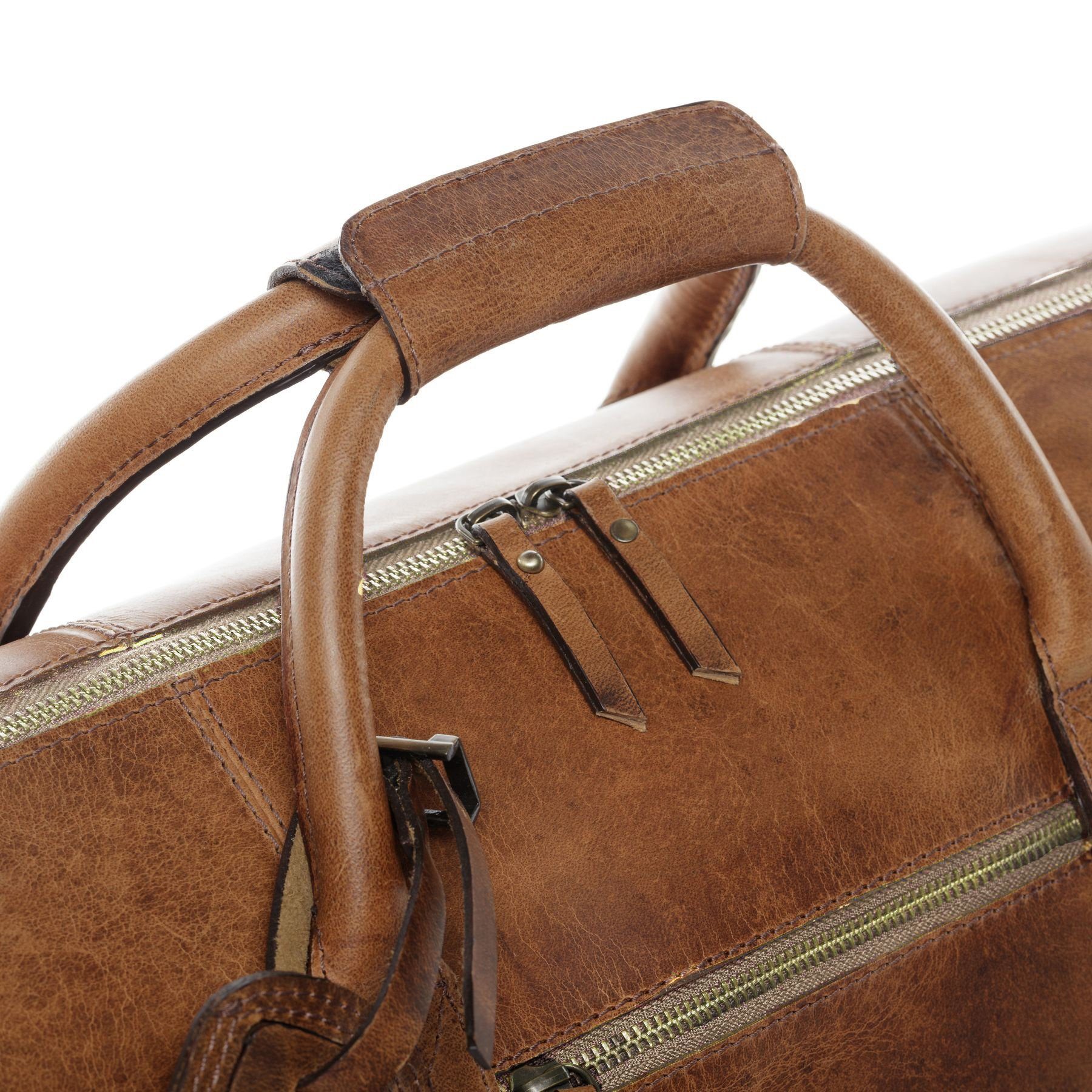 SID & VAIN Reisetasche echt Leder Weekender groß tan-vintage, Echtleder Reisegepäck für Damen & Herren, Sporttasche XL camel-beige