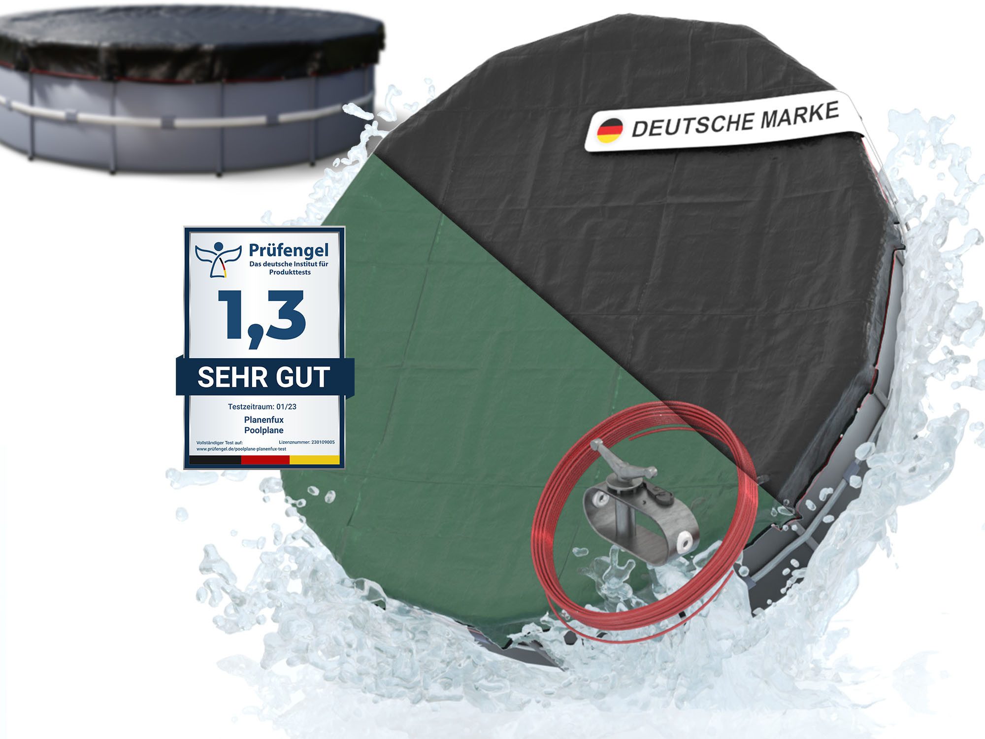 Pool-Abdeckplane Beidseitig nutzbare 2-in-1 Poolplane für Rundpools
