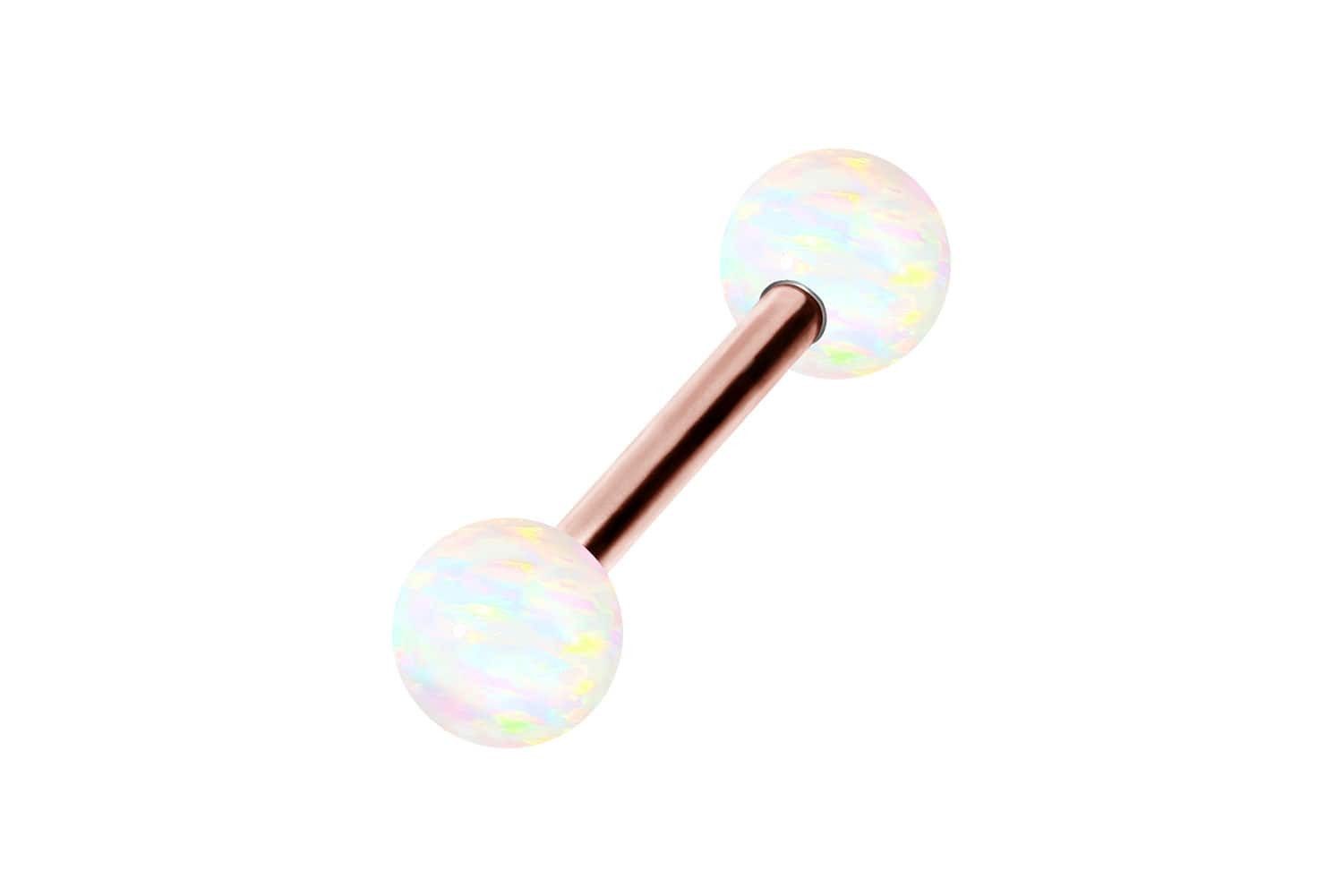 PIERCINGLINE Brustwarzenpiercing Chirurgenstahl Barbell SYNTHETISCHE OPALE (Barbells, 1-tlg)
