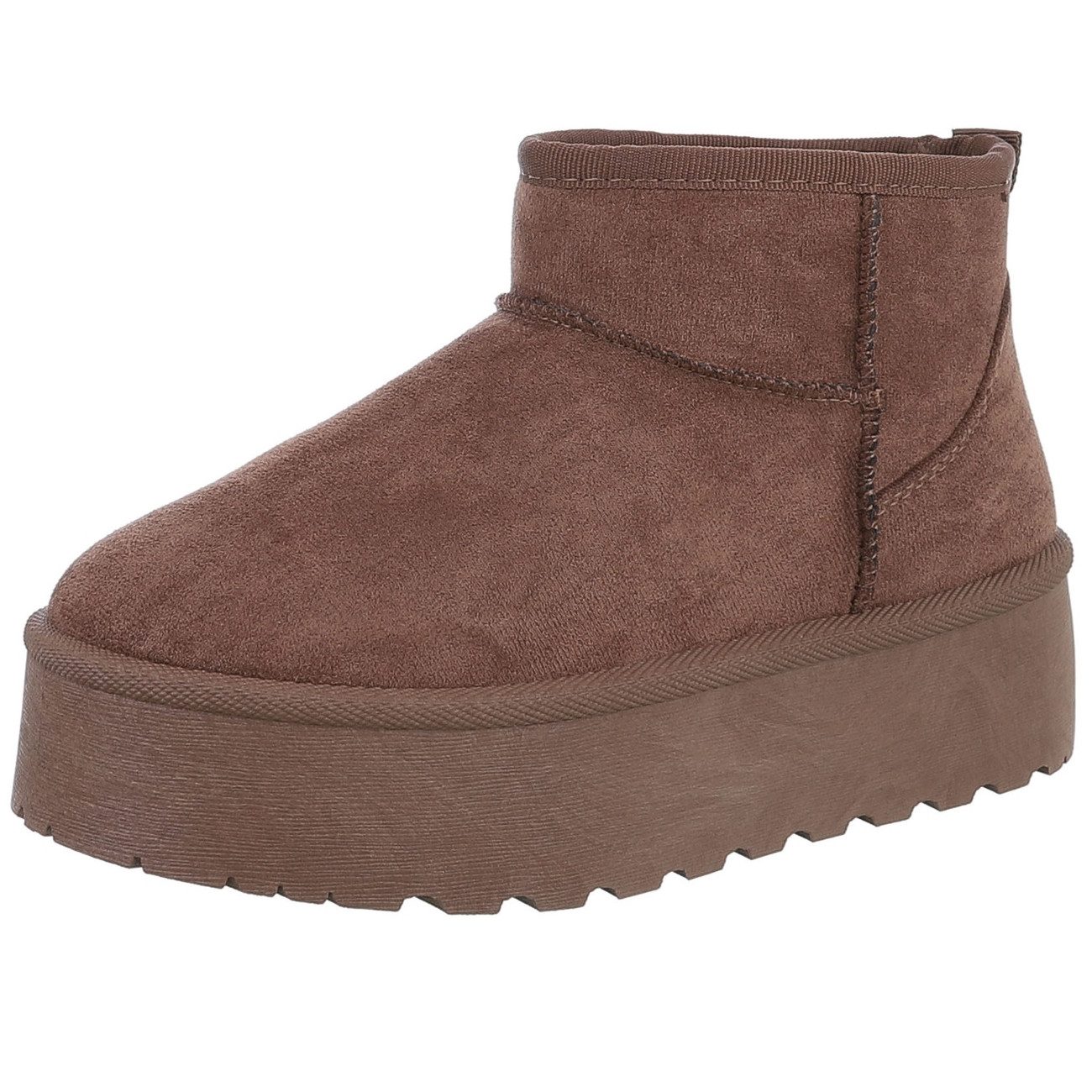 Ital-Design Damen Snowboots Freizeit Snowboots Plateaustiefeletten Snowboots Flach Plateaustiefeletten in Braun