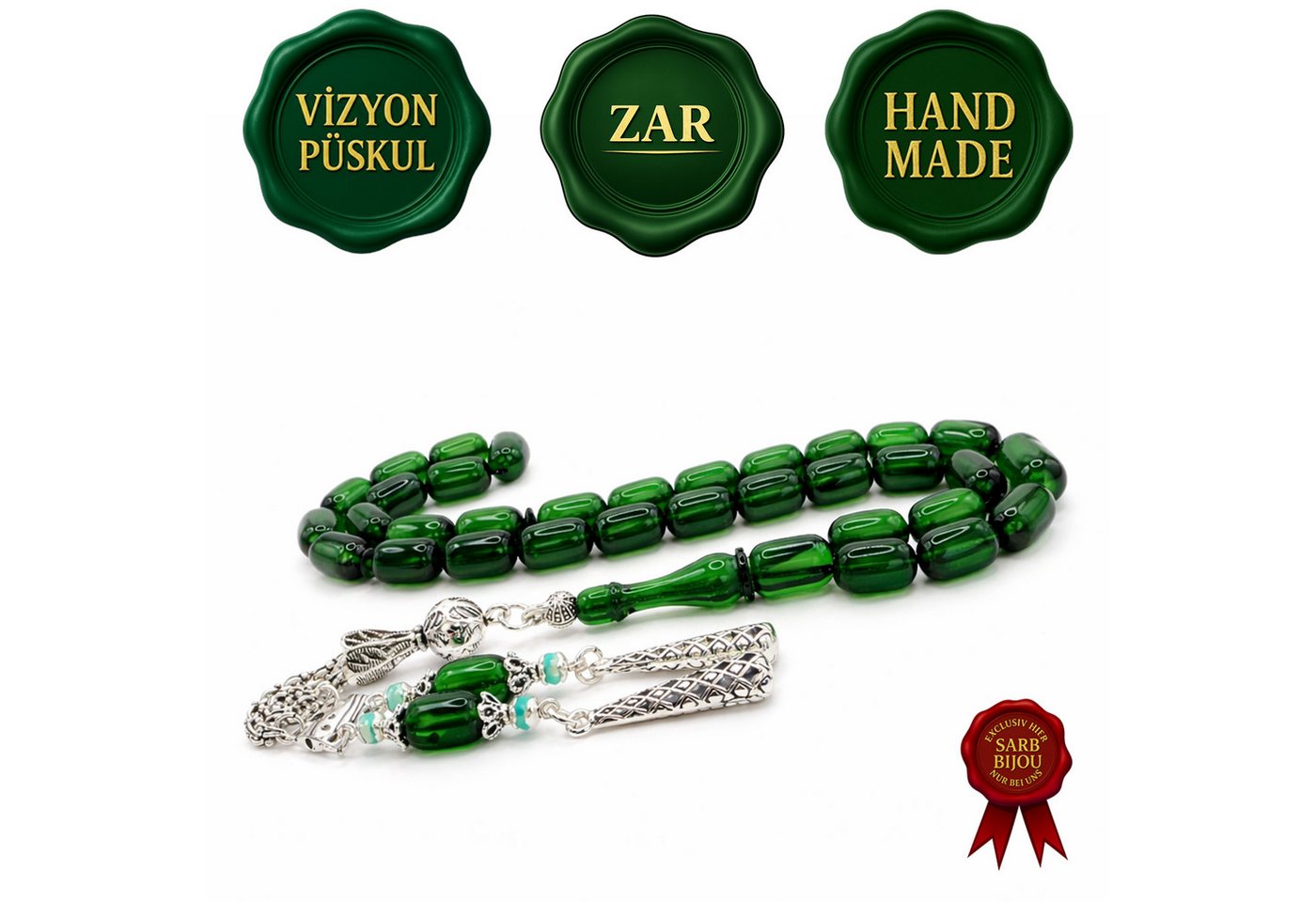 M-Punkt24 Kettenanhänger Tesbih Tesbih (8 x 12 mm), Gebetskette, Rosary, inkl. Etui, ! SONDERPREIS, DA PRODUKTNEUHEIT !