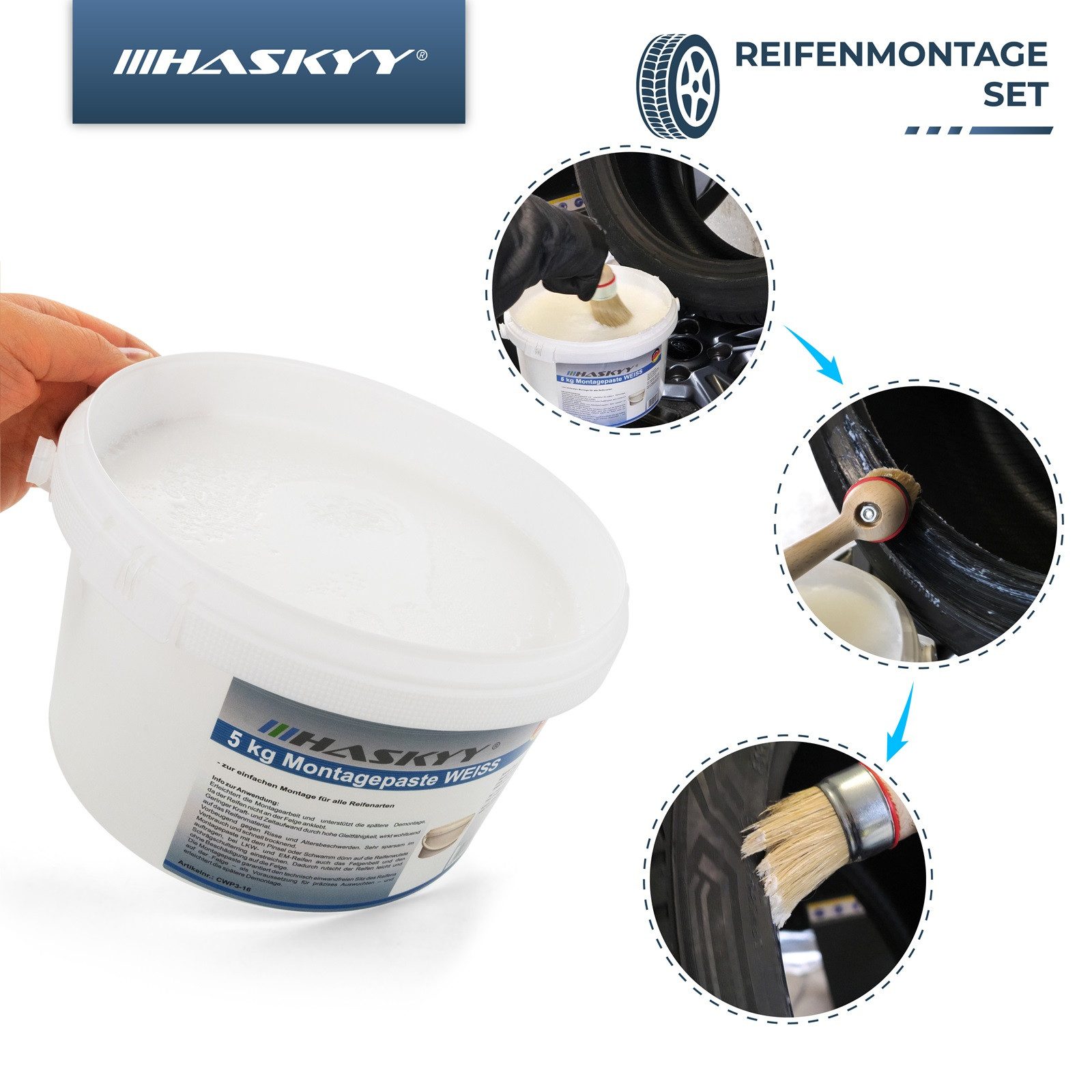 HASKYY Montagepaste Reifenmontage Paste 5kg Weiss Montagepaste Montagewax Reifenmontapaste
