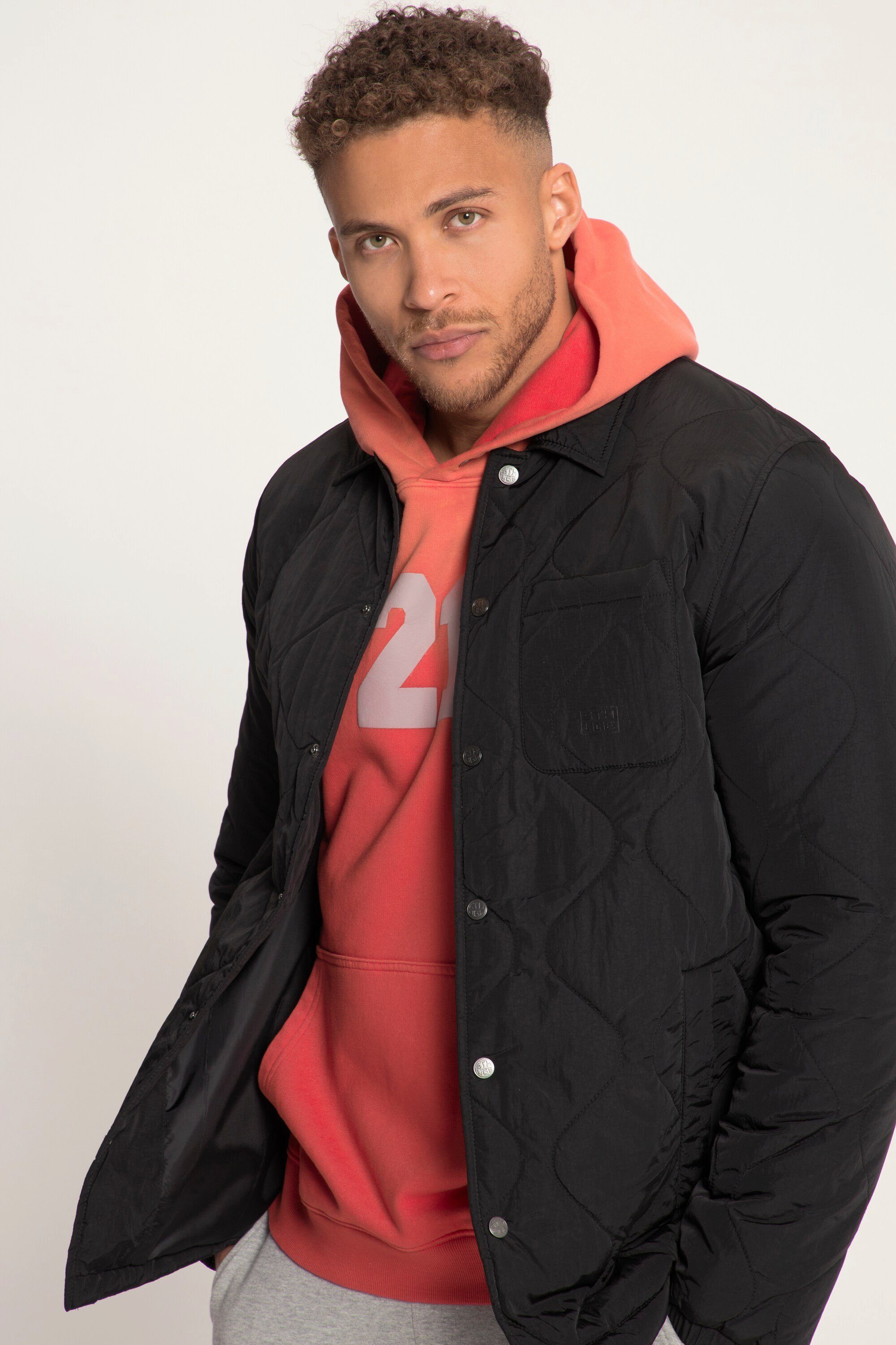Steppjacke STHUGE Overshirt-Jacke wattiert Hemdkragen