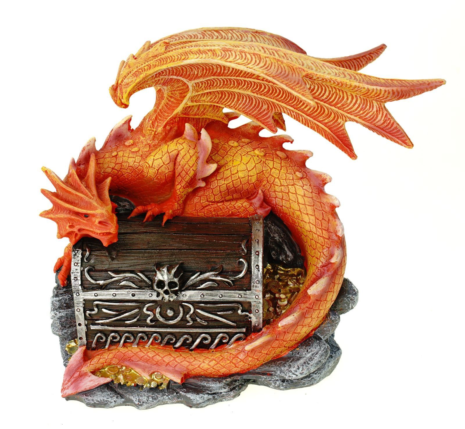 Kremers Schatzkiste Spardose XXL Spardose Drachenwächter 21cm Sparschwein 21cm Polyresin bunt