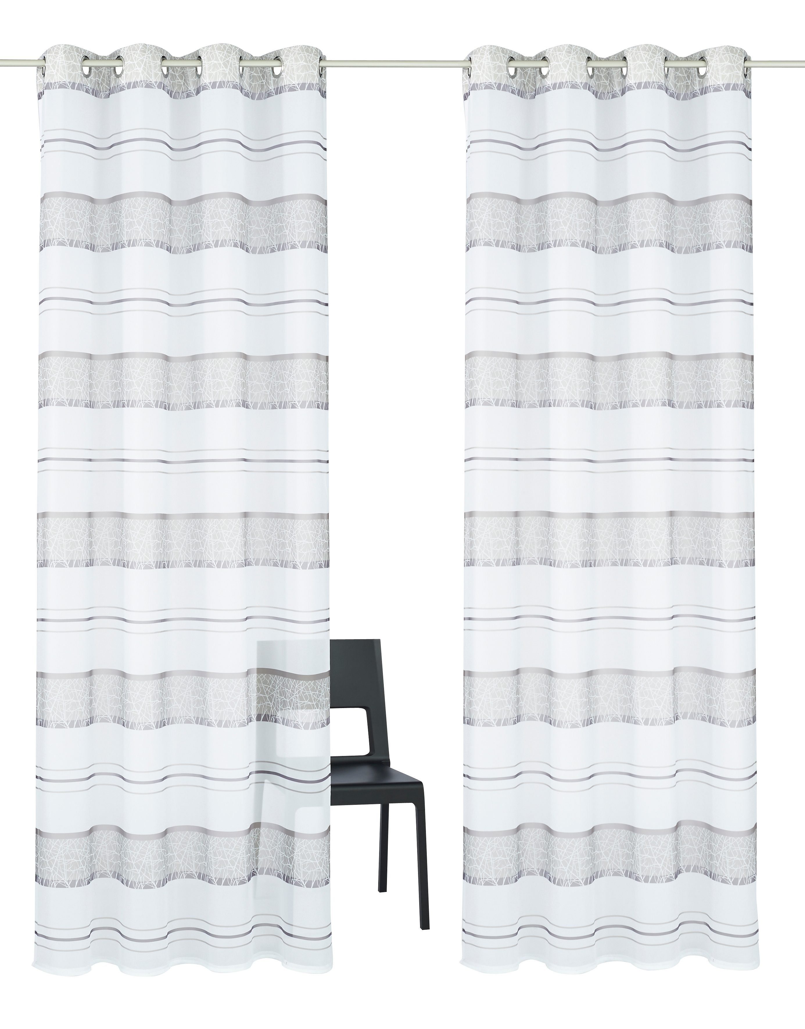 Gardine Camposa, my home, transparent, St), Ösen Vorhang, grau Voile, Fertiggardine, (2 Querstreifen transparent
