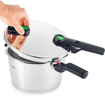 Fissler Schnellkochtopf Vitaquick® green Schnellkochtopf 6 L, Ø 22 cm mit Einsatz, Edelstahl 18/10 (3-tlg), Dampfkochtopf, Einstellbare Kochstufen, Induktion, Made in Germany