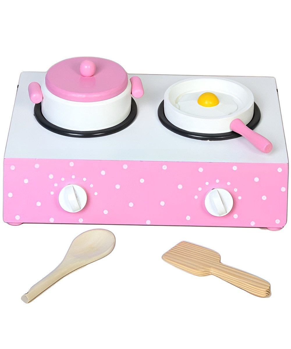 Jollein Spielküche Magni Herd für Kinder Spielküche aus Holz mit Zubehör pink