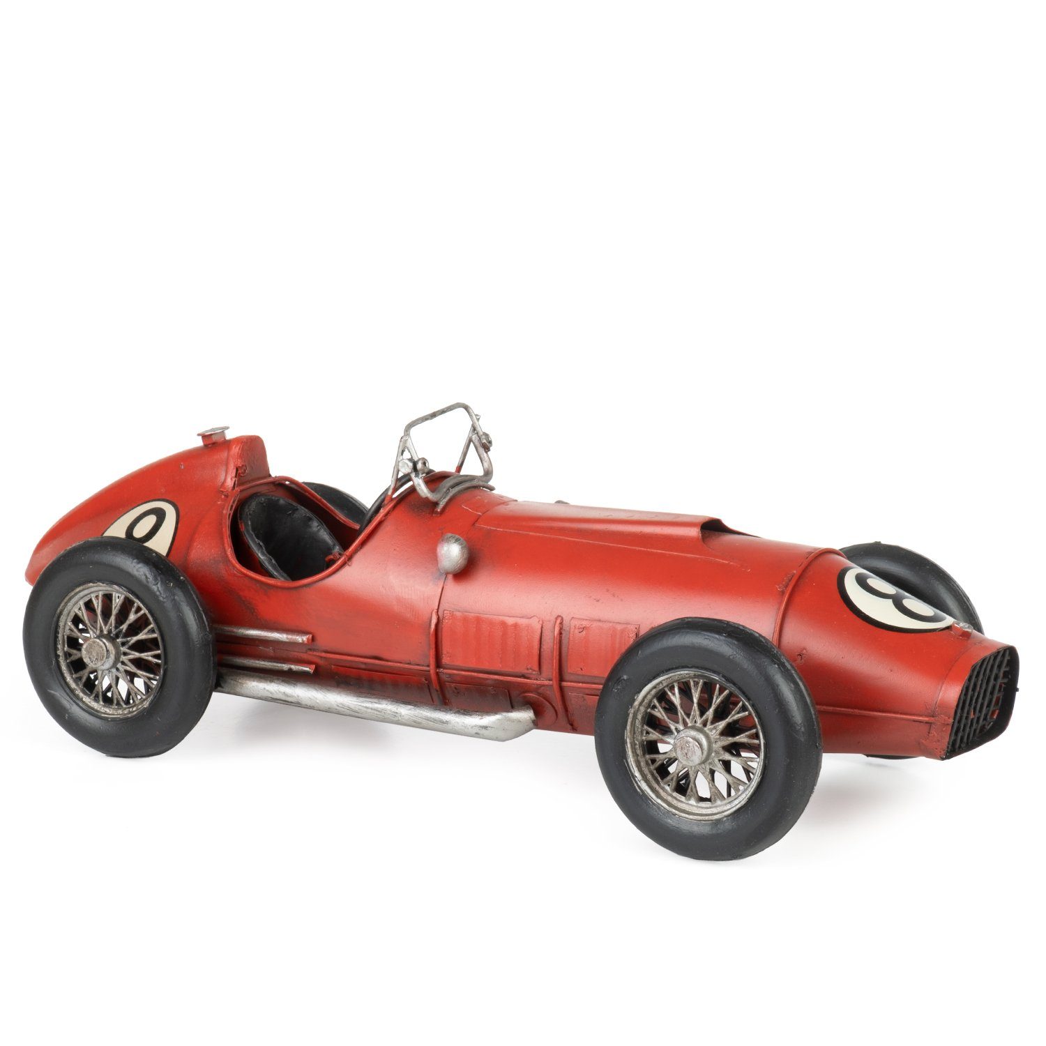 Moritz Dekofigur Blech-Deko Auto Rennwagen Nr. 8 rot, Polyresin Figuren Dek günstig online kaufen