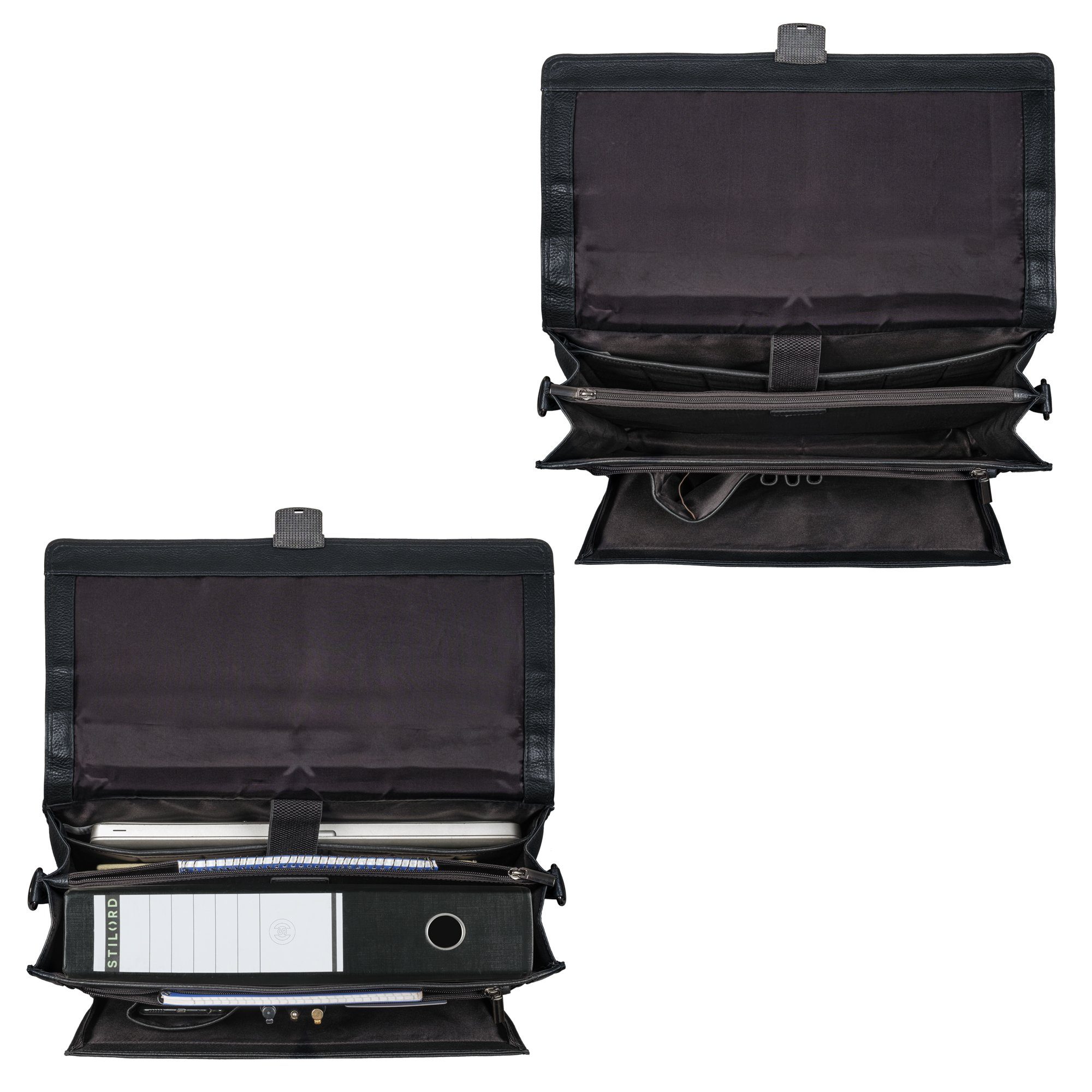 STILORD Laptoptasche "Stanley" Aktentasche Herren Leder mit Schloss für Laptop bis 17 Zoll – Bild 4 von 5