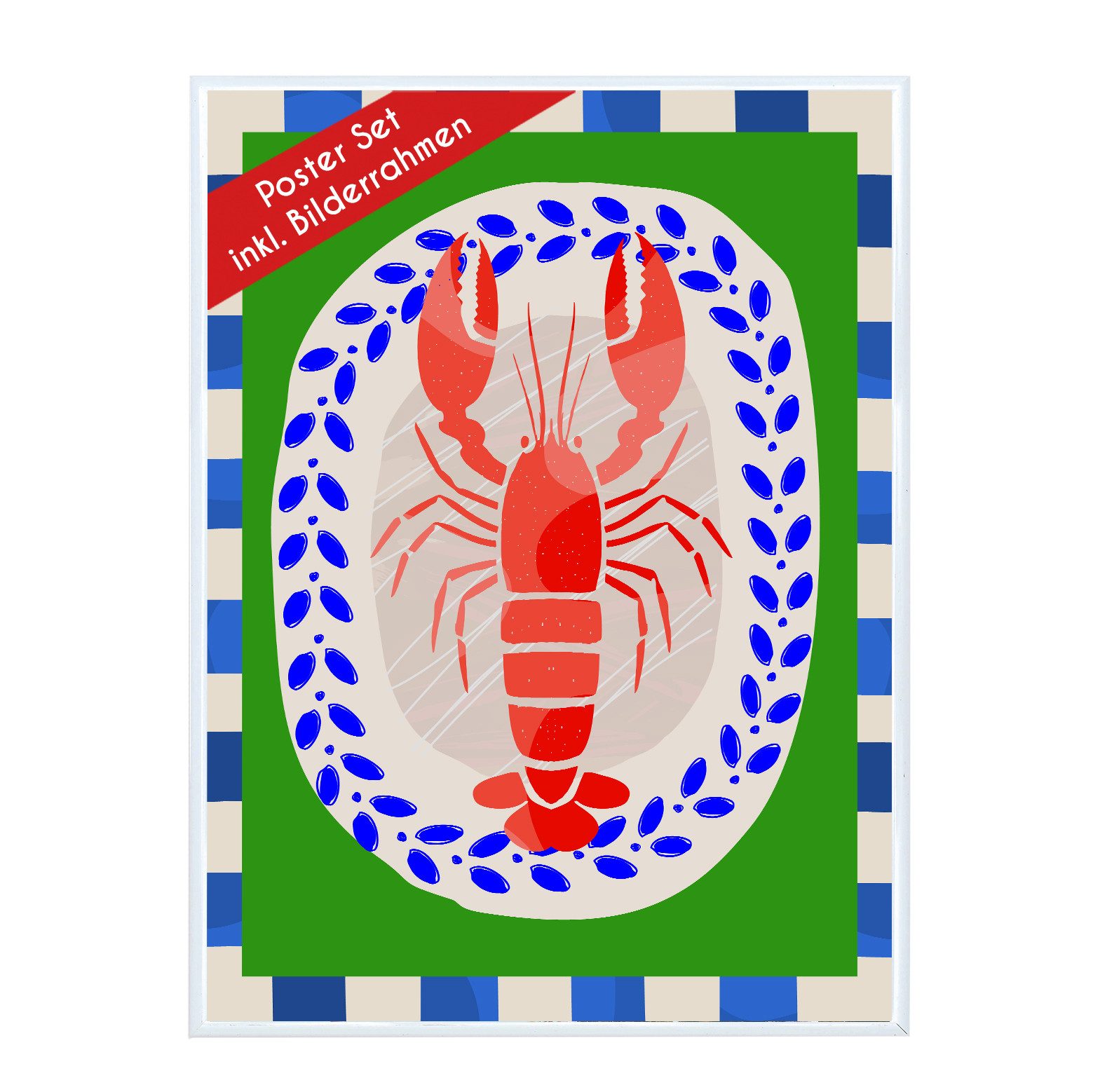 Wackadoo Living Плакат "Food" mit Изображенияrahmen, Wandbilder Wohnzimmer, Hummer