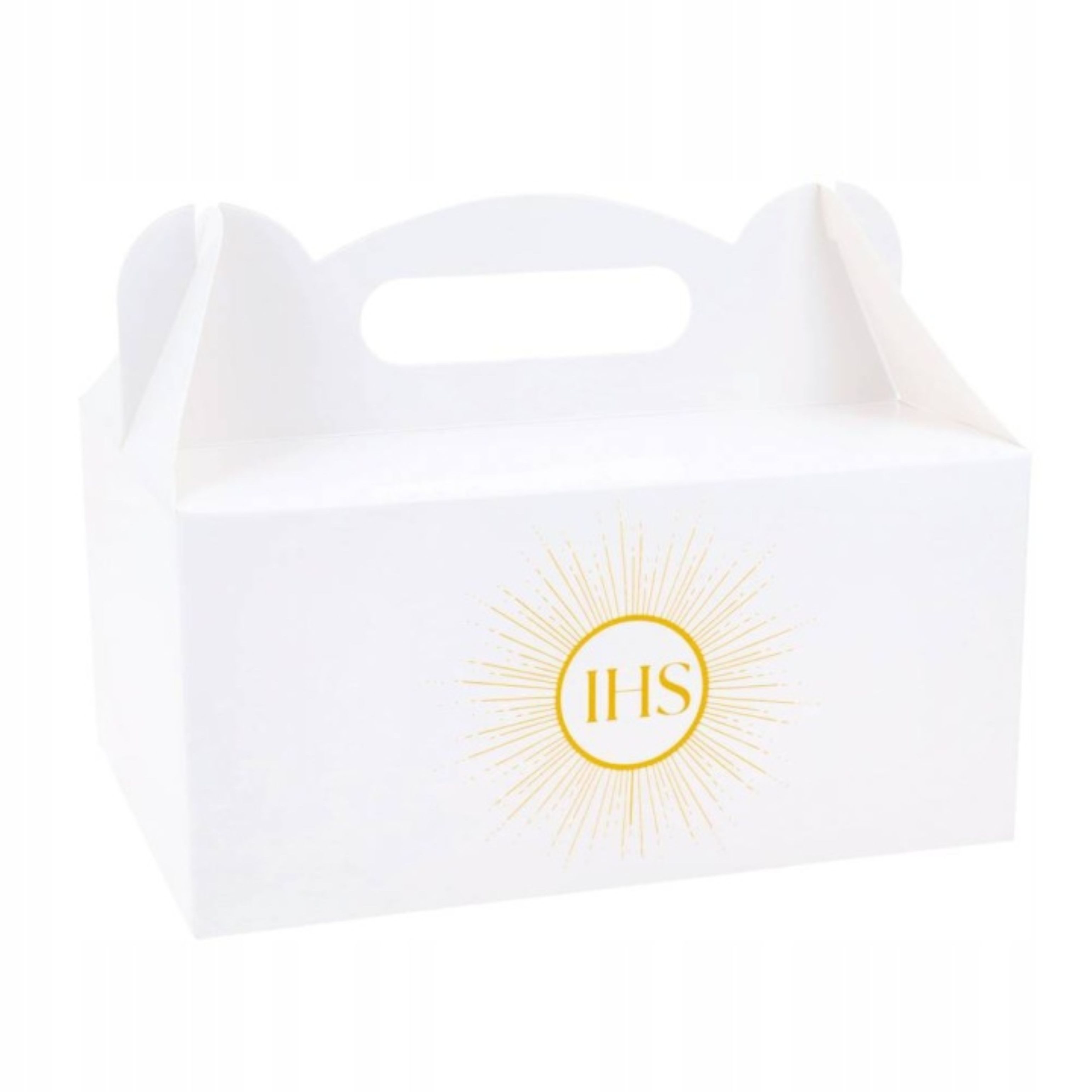 Festivalartikel Kommunionskarte Kuchenkartons Kommunion IHS Weiß Gold 10 Stk Gästebox