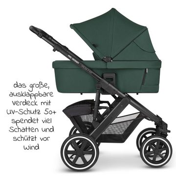 ABC Design Kombi-Kinderwagen Salsa 4 Air - Diamond Edition - Basil, (5-tlg), 2in1 Set mit Lufträdern, Babywanne, Sportsitz, Fußsack, Wickeltasche