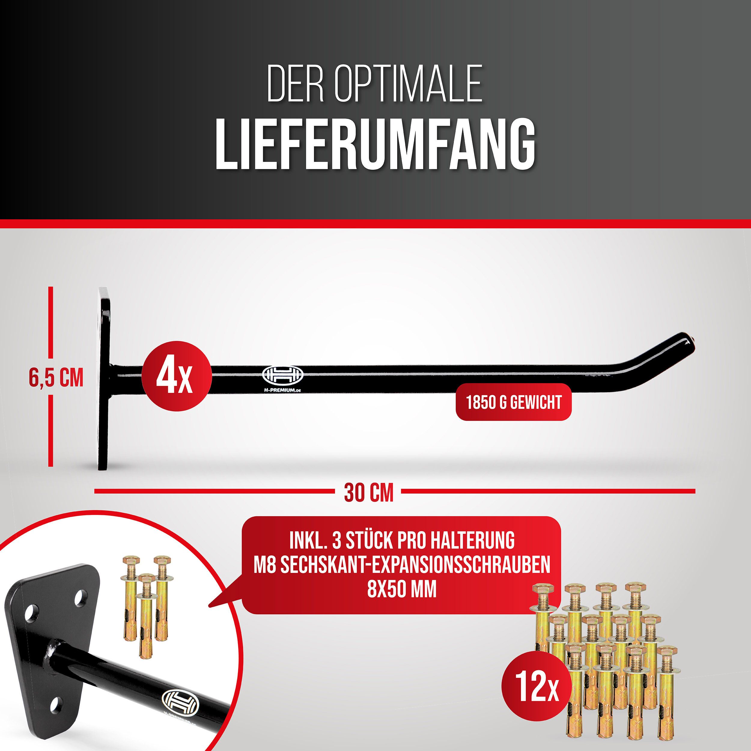 HEYNER Reifen-Wandhalterung Reifenhalter für die Wand - stabile Wandhalterung Felgen und Räder, (4-tlg)