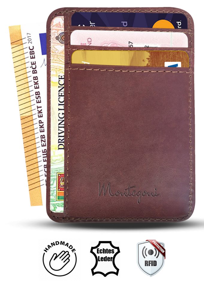 Wrischan Kartenetui 100% Echtleder Kartenetui SEHR Slim und FLACH Kreditkartenetui (Slim Wallet), Kartenhalter für bis zu 12 Kreditkarten, Brieftasche, Mini Geldbörse