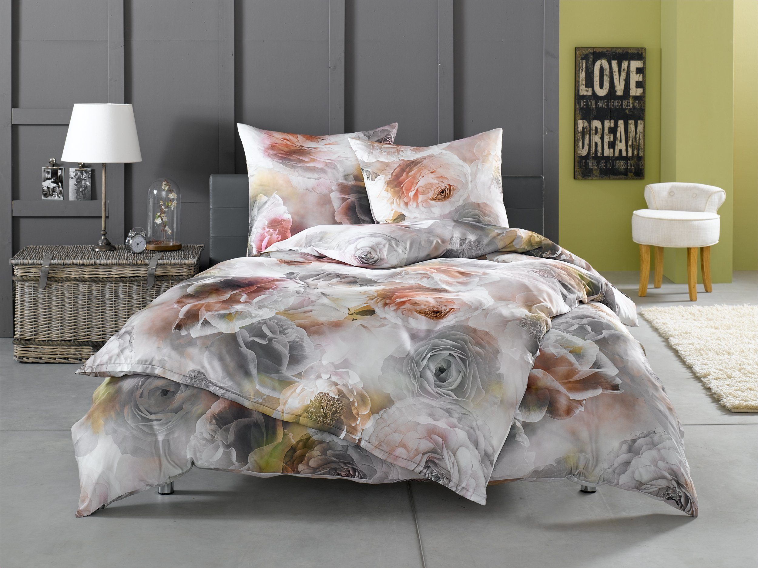 BETTWAESCHE-MIT-STIL Bettwäsche Mako Satin Bettwäsche Rosen günstig online kaufen