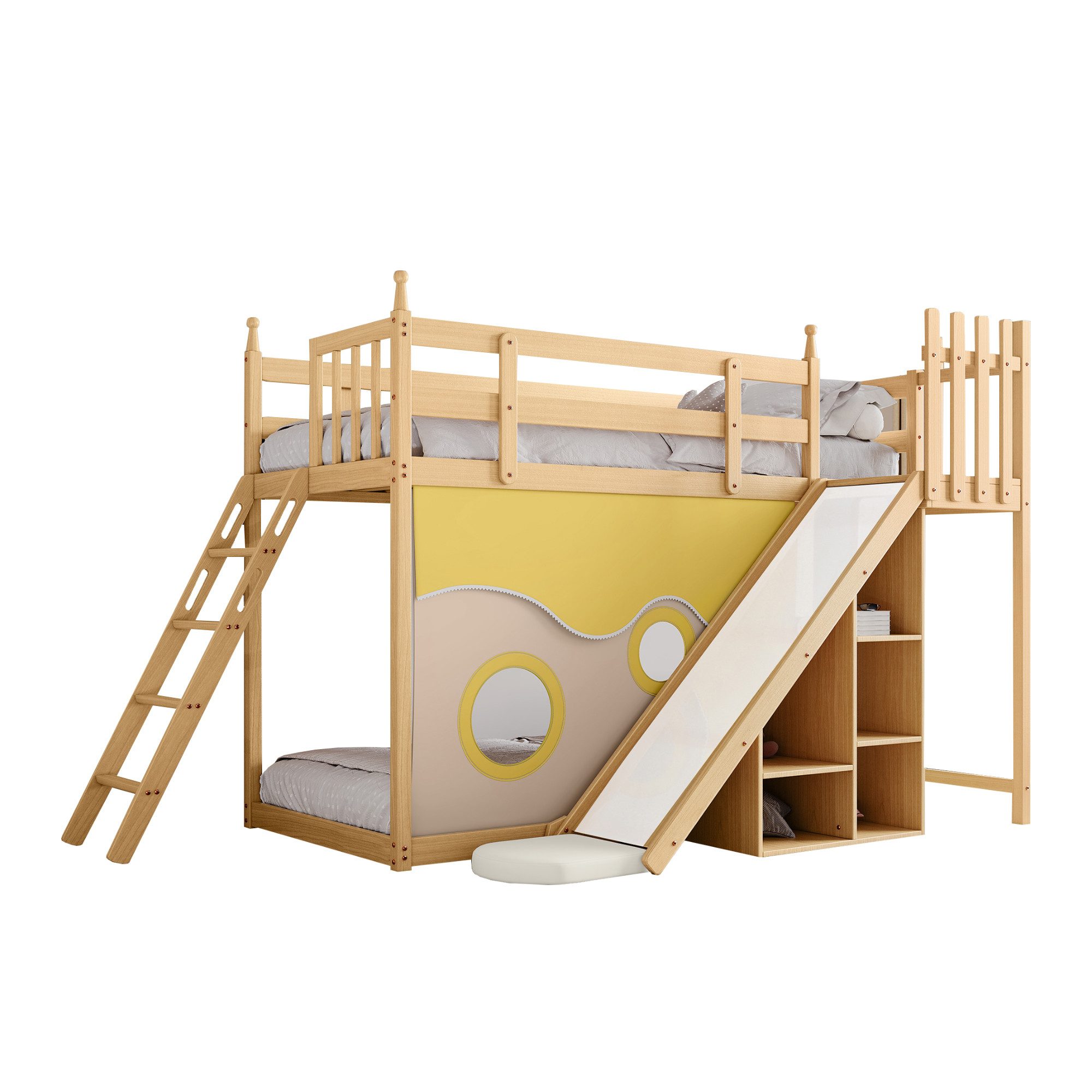 Flieks Etagenbett, Kinderbett Kiefernholzbett mit Leiter günstig online kaufen