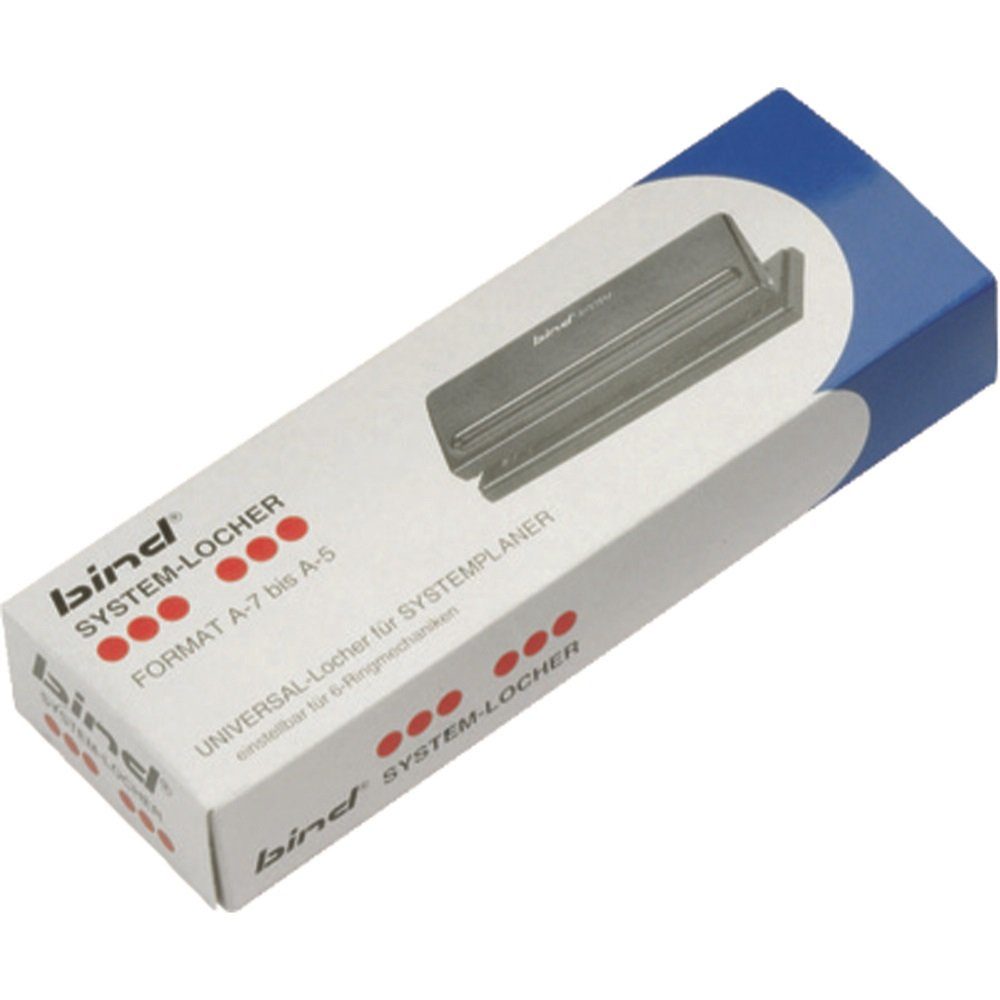 BIND Lochstanzer 1 Systemlocher T6001 für A7-A5 Formate schwarz, 6-fach Lochung; Für DIN A7 - A5 Formate