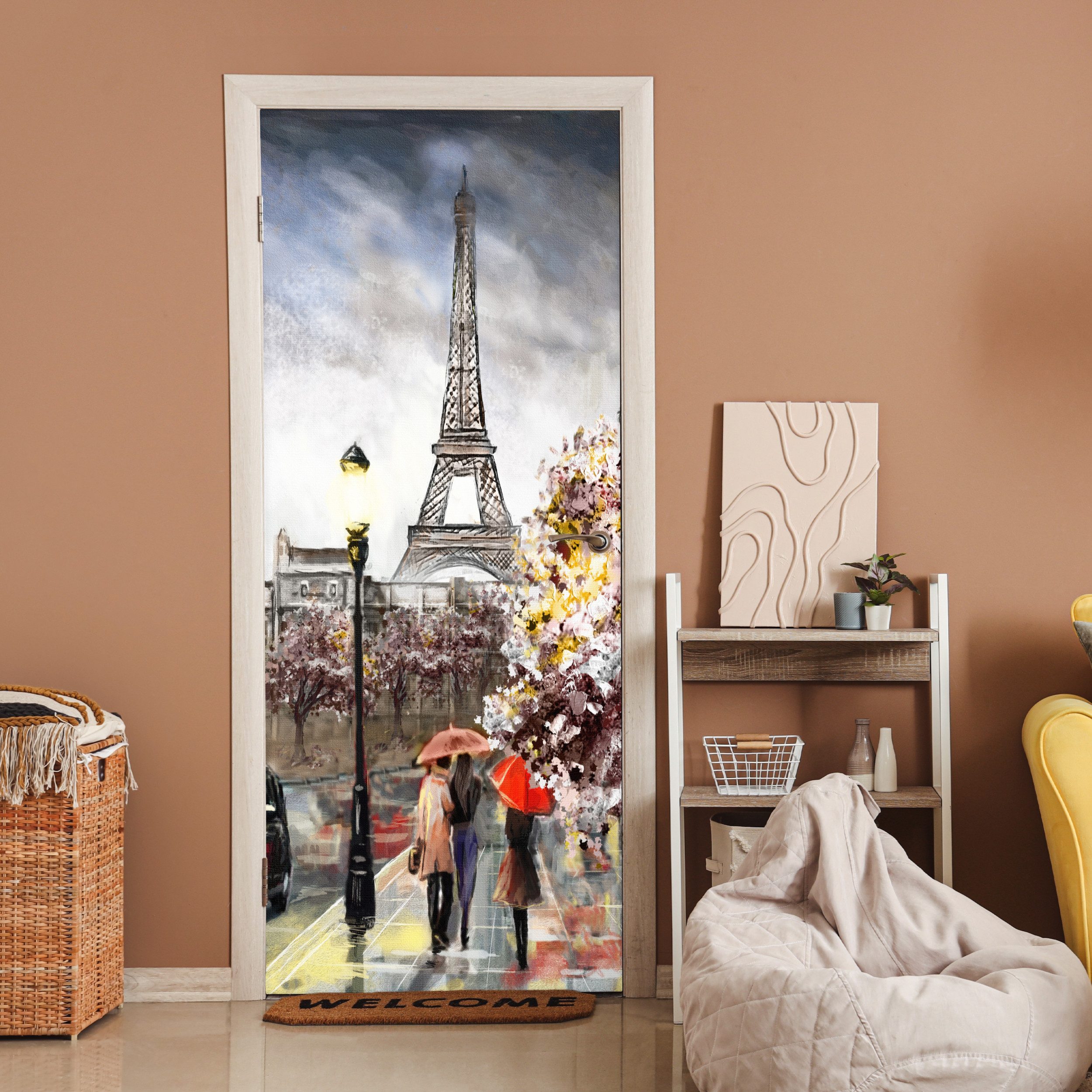 MuchoWow Türtapete Gemälde - Paris - Frankreich - Öl, Matt, bedruckt, (1 St günstig online kaufen