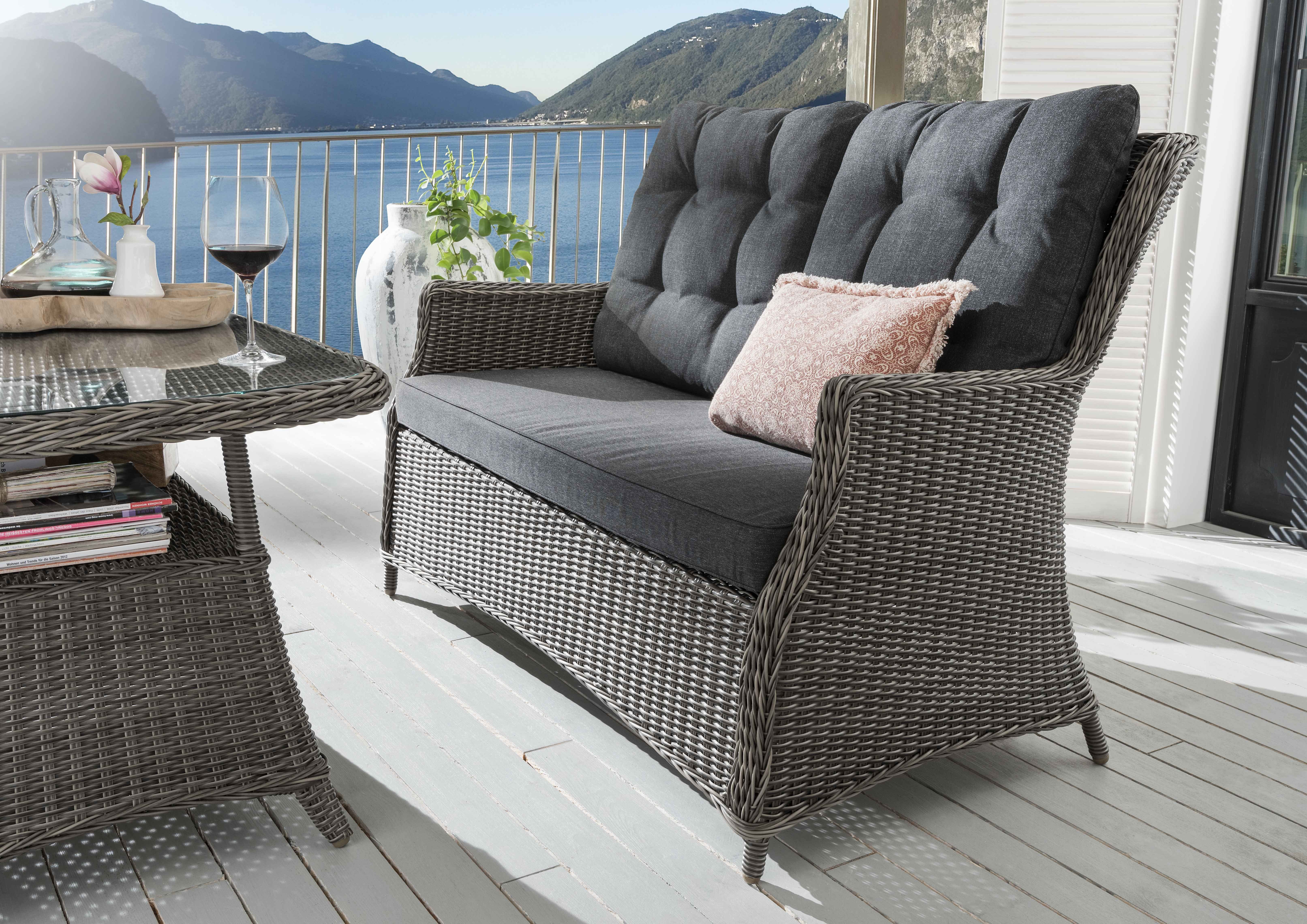 Destiny Loungesofa CASA, Polyrattan, inkl. Auflagen, Hochwertiges  Aluminiumgestell mit wetterfestem Polyrattangeflecht