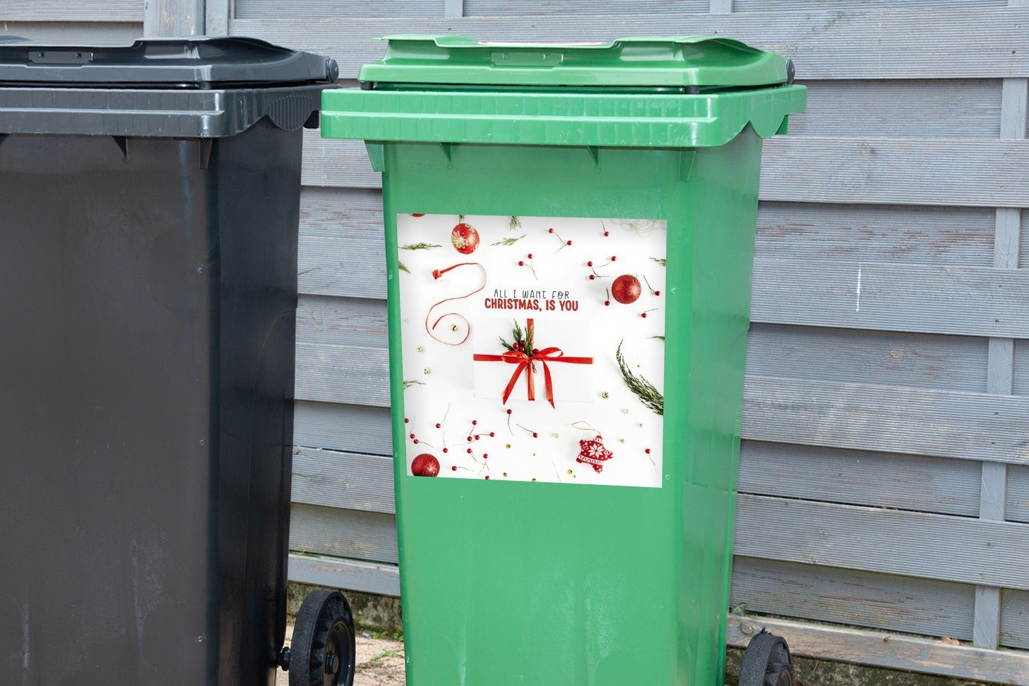 Rot Container, Mülleimer-aufkleber, MuchoWow St), Zitat Sticker, - (1 - Abfalbehälter Mülltonne, Winter Wandsticker