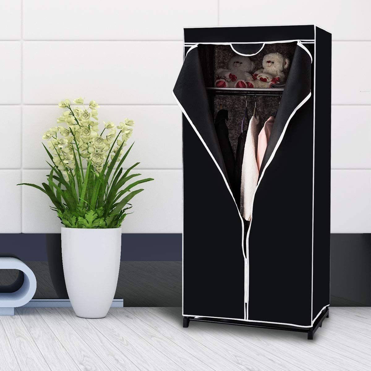 COSTWAY Stoffschrank Keiderschrank mit Kleiderstange, 172x74x50cm günstig online kaufen