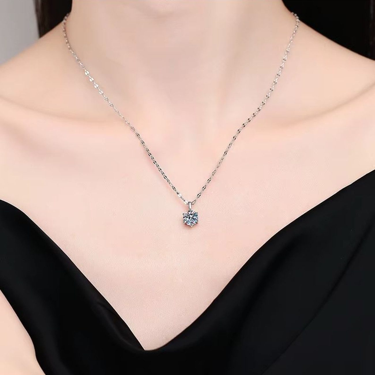 KARMA Kette mit Anhänger Damen Zirkon Silber925 Kette Silber modern Damenhalskette (Gliederkette mit Kristall Damenschmuck, Kristallkette), Sterlingsilber Zirkonkette