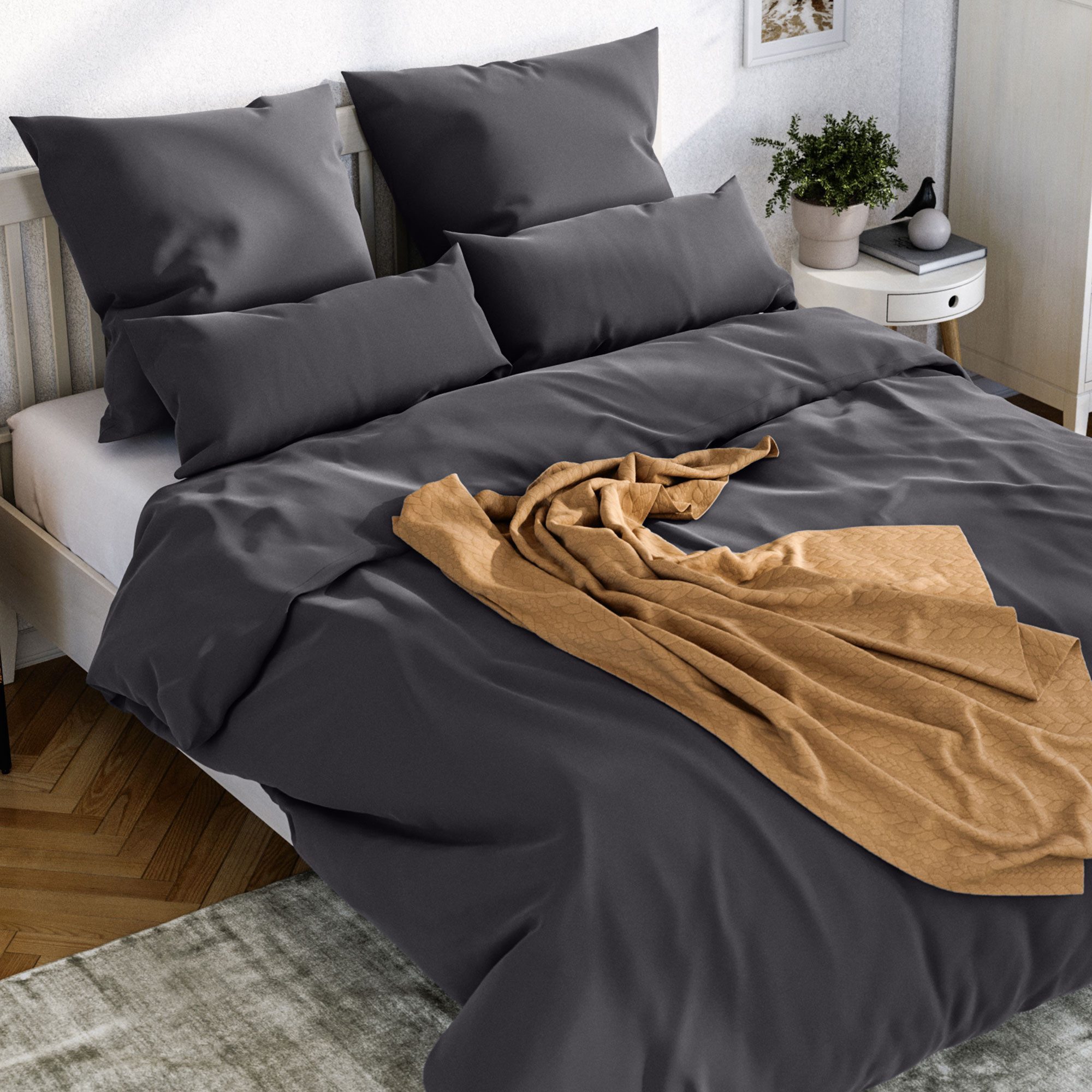 Wolkenfeld Bettwäsche Mako-Satin Baumwollsatin Sommerbettwäsche, Mako-Satin, 2 teilig, 135x200 cm, 155x220, 200x200 & Übergrößen I inkl. Kissenbezüge 80x80