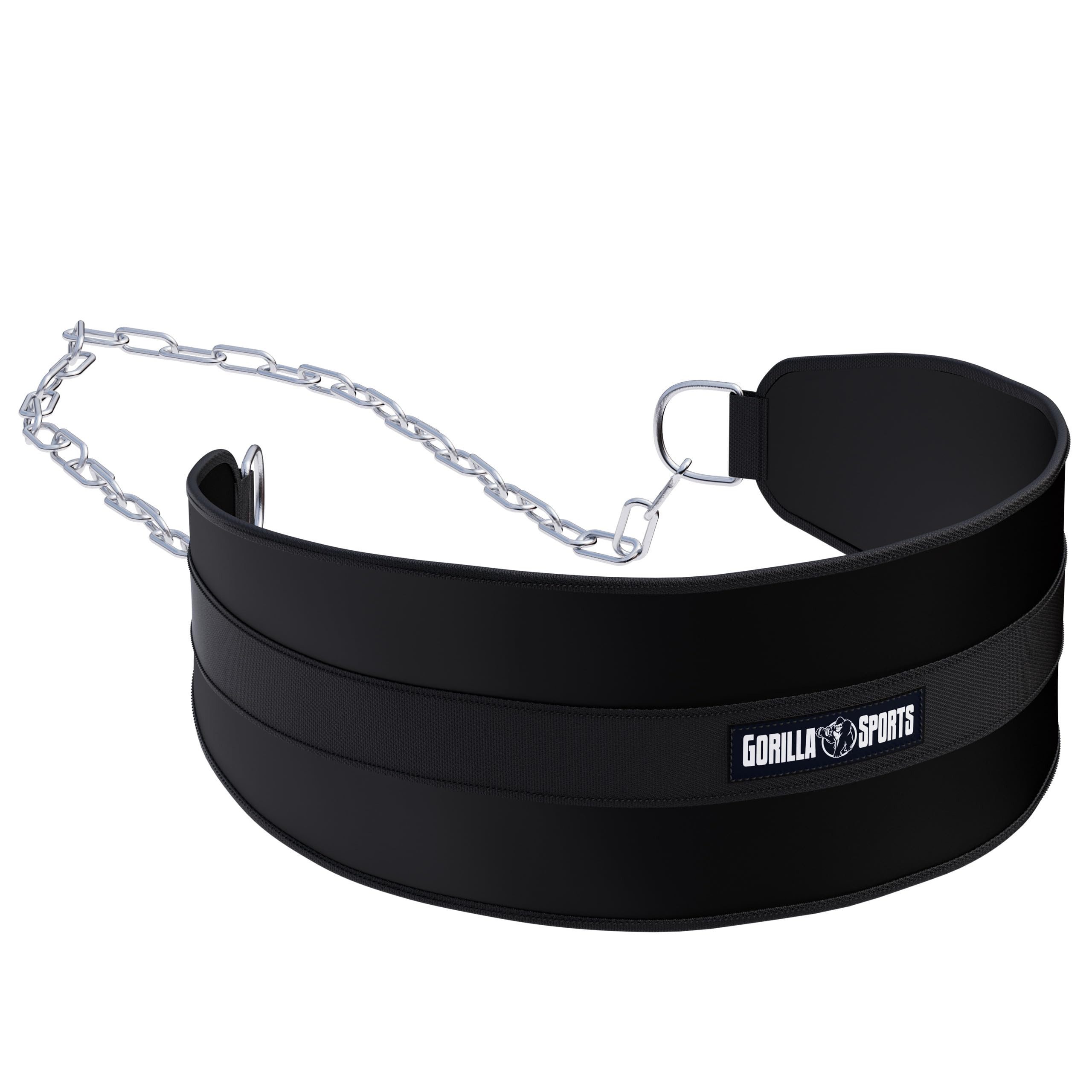 GORILLA SPORTS Погружной ремень Gewichthebergürtel - mit Kette, 2 Karabiner, Nylon Weightlifting Belt, 1-St., bis 100kg