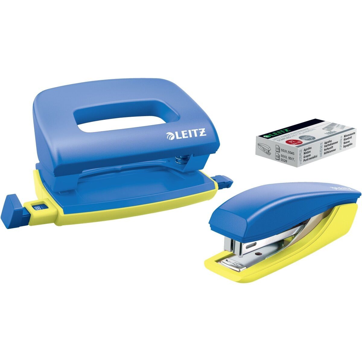 LEITZ Tischaufsatz Schreibtisch-Set 3-teilig Locher und Heftgerät Urban Chic + Heftklamme
