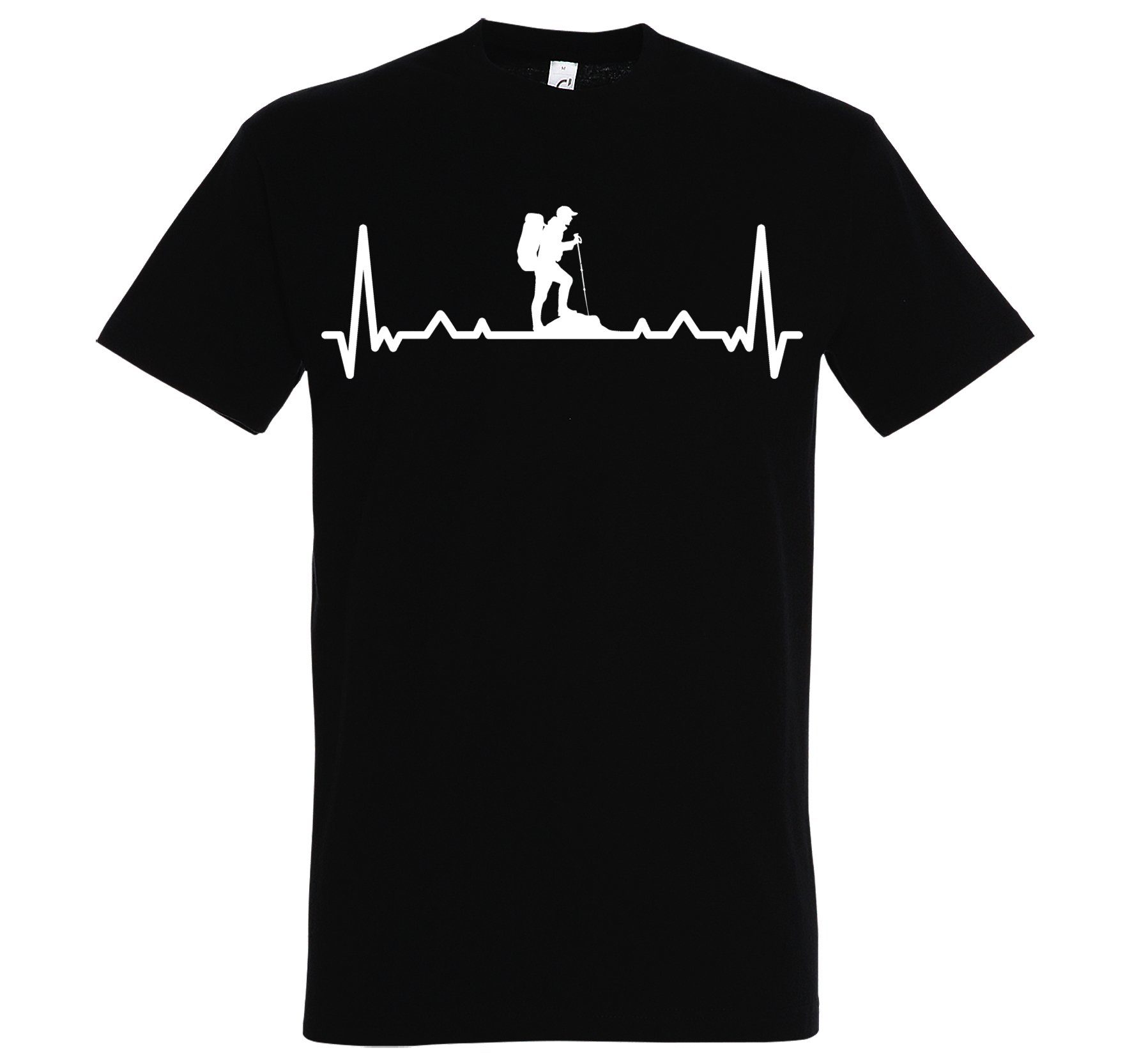 mit Herren Wandern Heartbeat T-Shirt Schwarz Youth Trendigem Frontdruck Designz T-Shirt