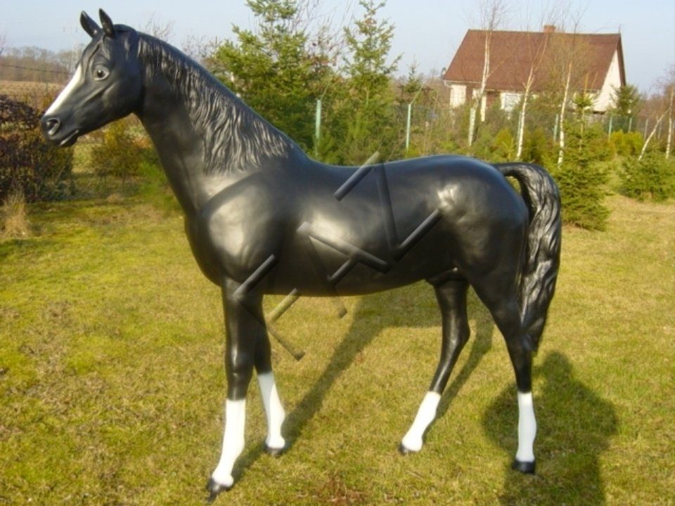 Schwarz Design Pferd JVmoebel Skulptur Garten Deko Figuren Statue Neu Dekoration Skulpturen Skulptur Figur