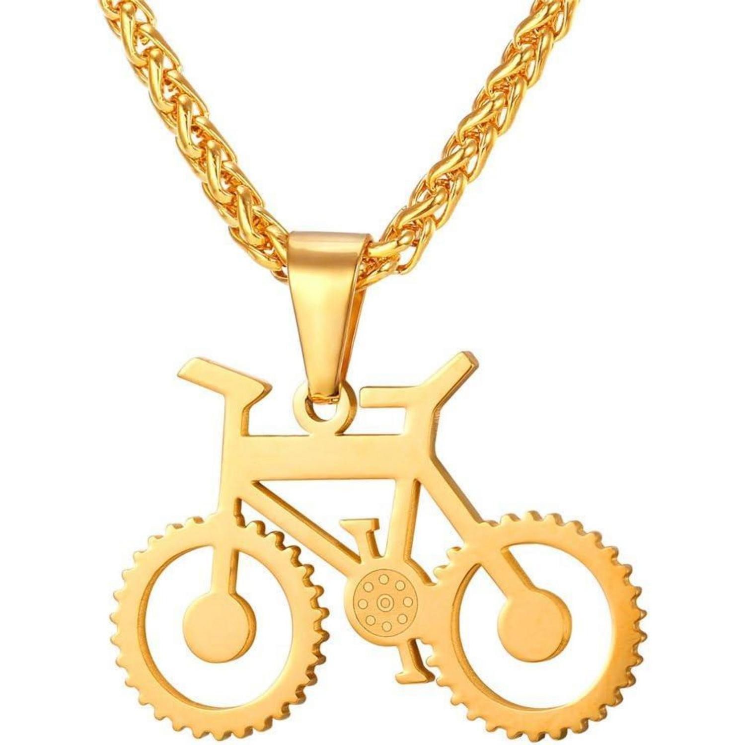 Valentinstagsgeschenk LuxusKollektion Kette und Anhänger Set Halskette Herren Hantel Boxhandschuhe Edelstahl Gym 04-Gold