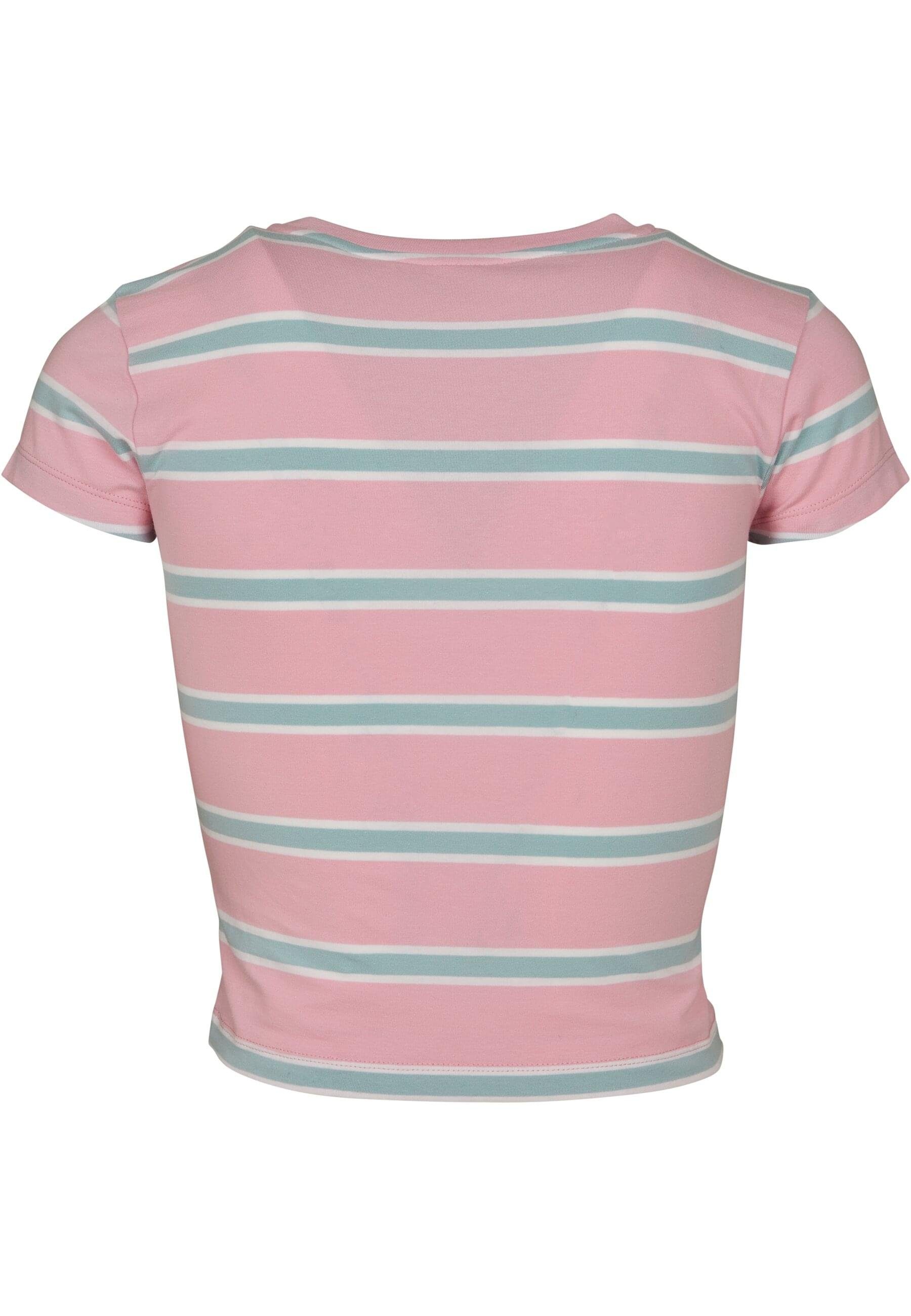 Damen girlypink/oceanblue Tee Strandshirt (1-tlg) Stripe URBAN Ladies CLASSICS Cropped