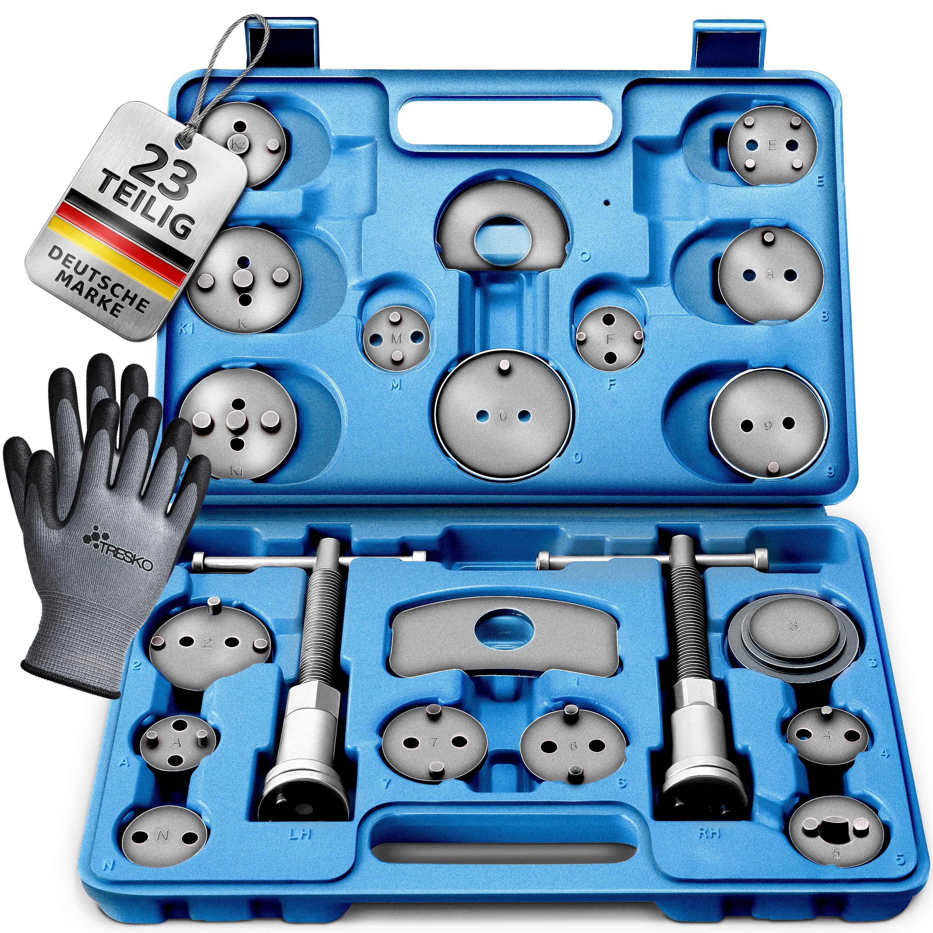 TRESKO Montagewerkzeug TRESKO 23tlg Bremskolbenrücksteller Blau Set Bremskolben Satz Kolben, universell