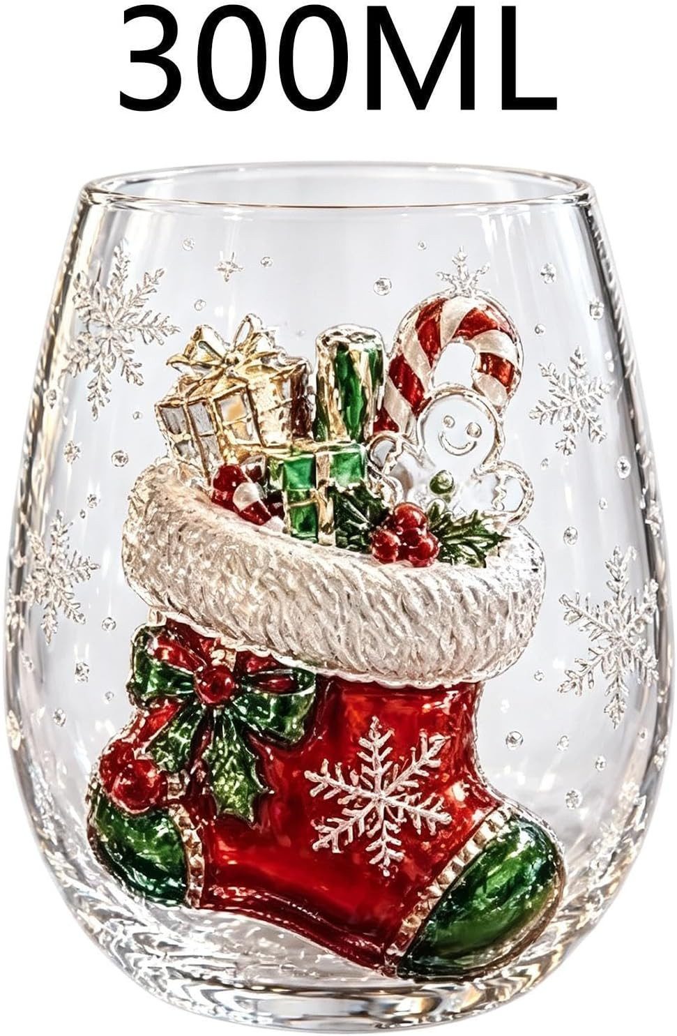 FELIXLEO Tasse 3D Weihnachtsgläser 6er Set, 300 Ml Stiellos Schneeflocken, 1-tlg. – Bild 2 von 5