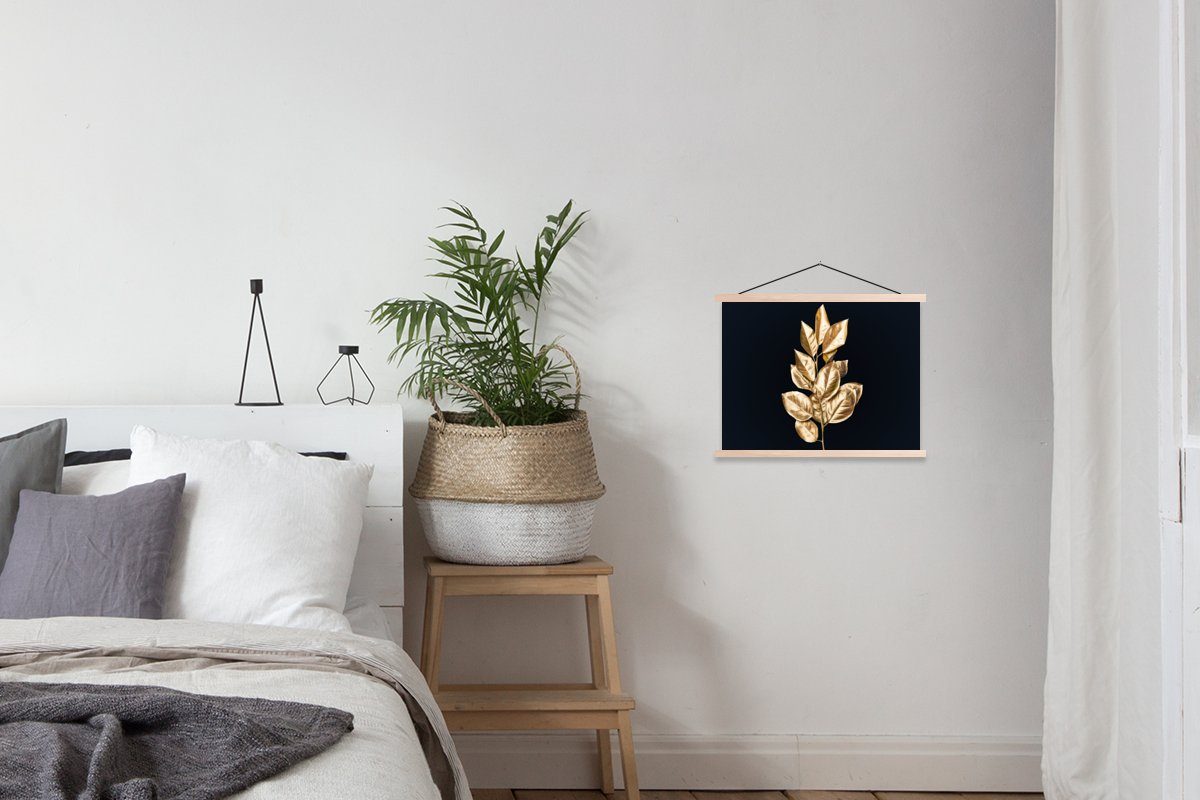 - braun (1 Luxus, für Pflanze St), Gold Schwarz braun Blätter MuchoWow Textilposter - - Bilderleiste, Wohnzimmer, Poster Posterleiste, - Magnetisch |