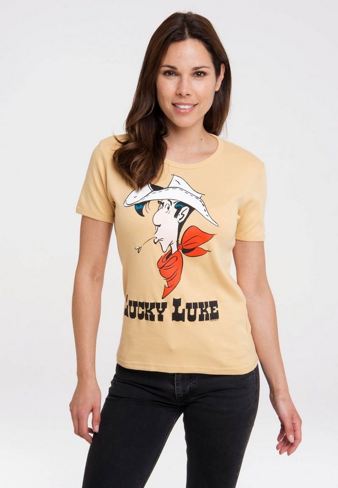 LOGOSHIRT T-Shirt Lucky Luke Portrait mit coolem Print, Angenehmer Rundhals  für einen zeitlosen Look