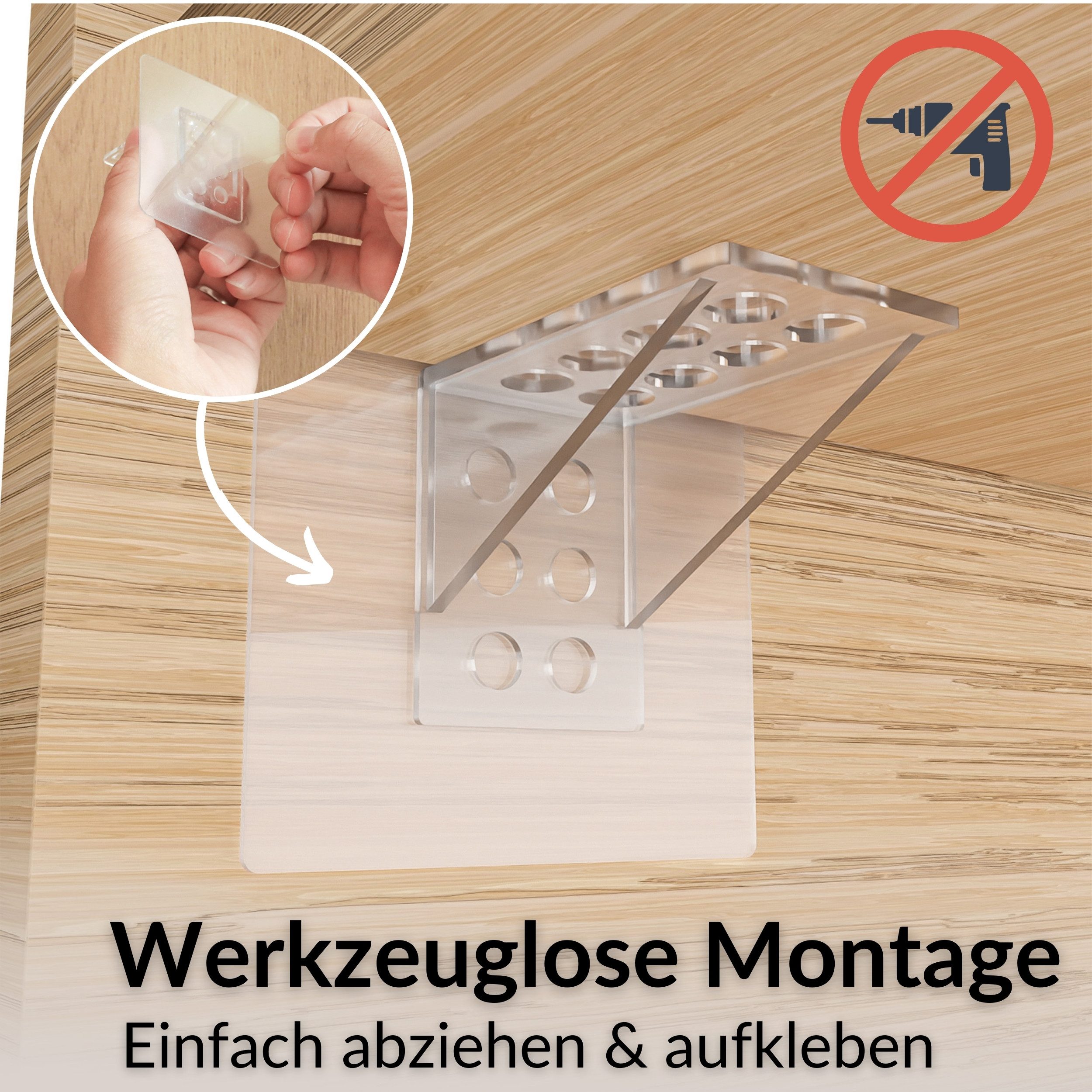 DEKAZIA Wandregalhalter ohne Bohren, Regalbodenhalter selbstklebend, Träger für Regalböden, versch. Größen & Lasten, 4er, 10er, 16er Set 16-tlg., Regalbodenträger Sets Bretthalter für Schränke Regale