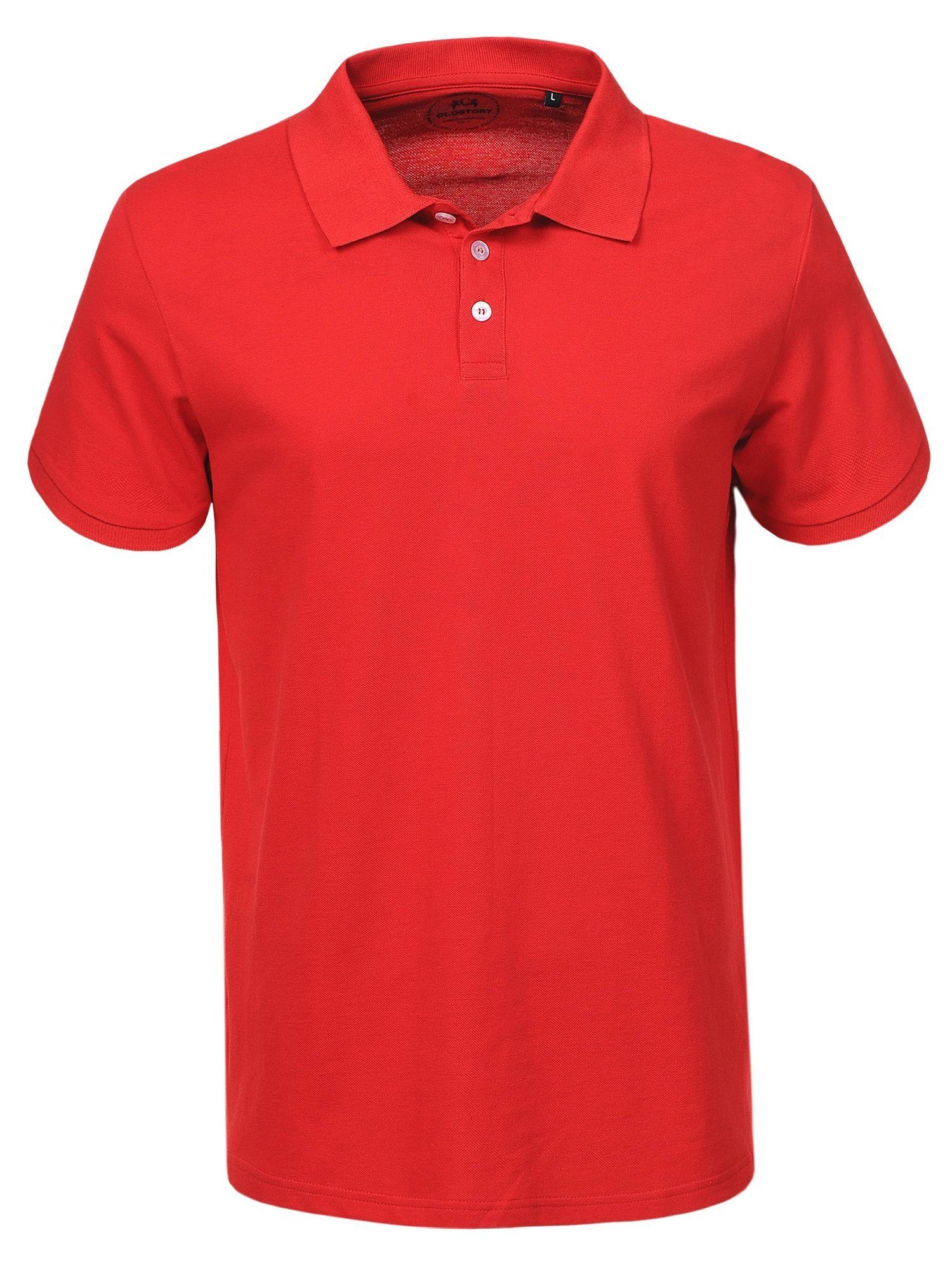 GLO-STORY Poloshirt GLO-STORY Herren Poloshirt Basic Kurzarm Polohemd Polo Shirt Regular Rot