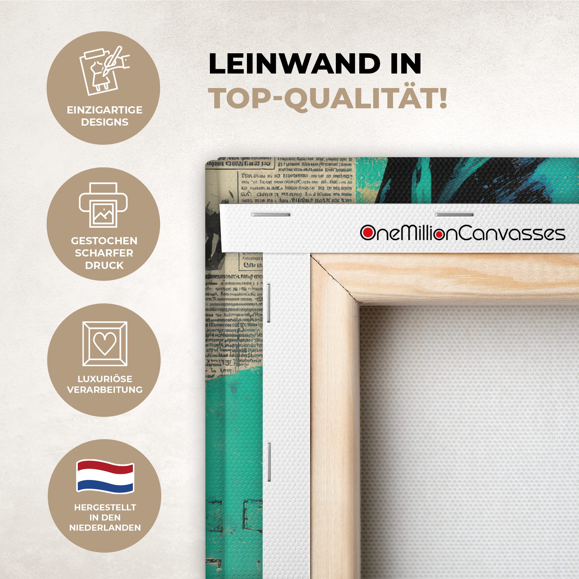 OneMillionCanvasses® Leinwandbild Klassisch - Perlenohrring - Street Art Stil - Farbenfroh, Fotodruck (1 St), Wandbild, Deko Schlafzimmer Wohnzimmer Flur 20x20 cm