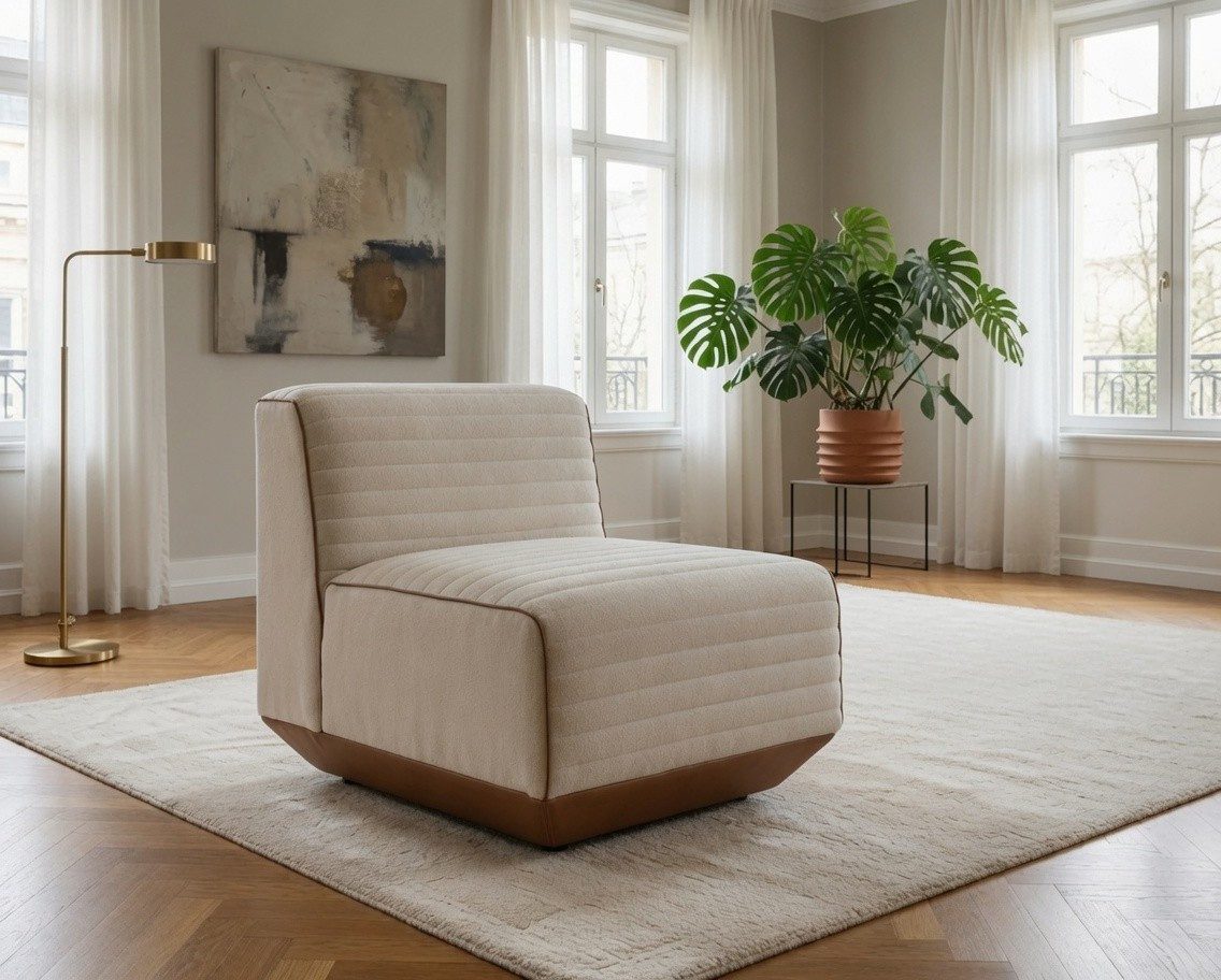 Xlmoebel Loungesessel Beiger moderner Lounge Sessel für stilvolles Wohnzimmerdesign (1-St., Lounge-Sessel beige), Made in Europa