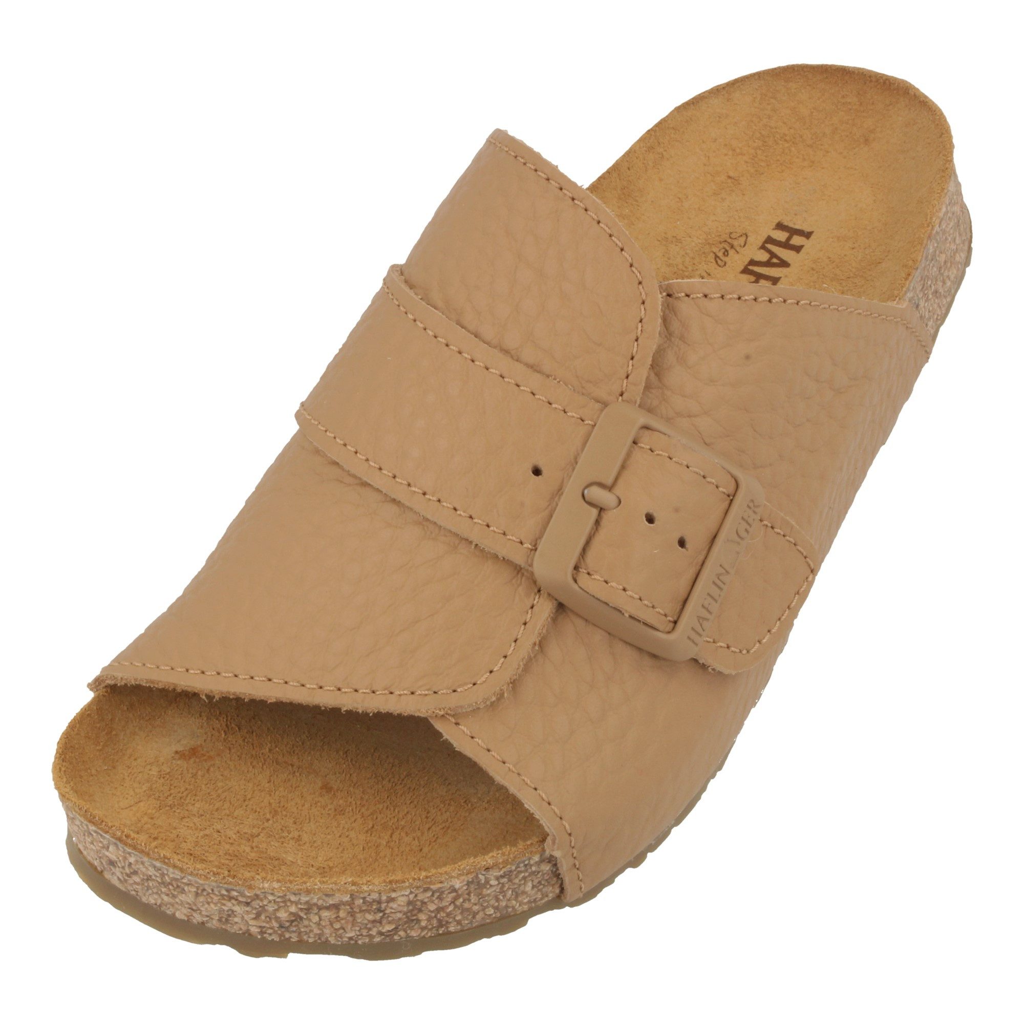 Haflinger Bio Lotti Lederpantolette aus Veloursleder Unisex Hausschuh