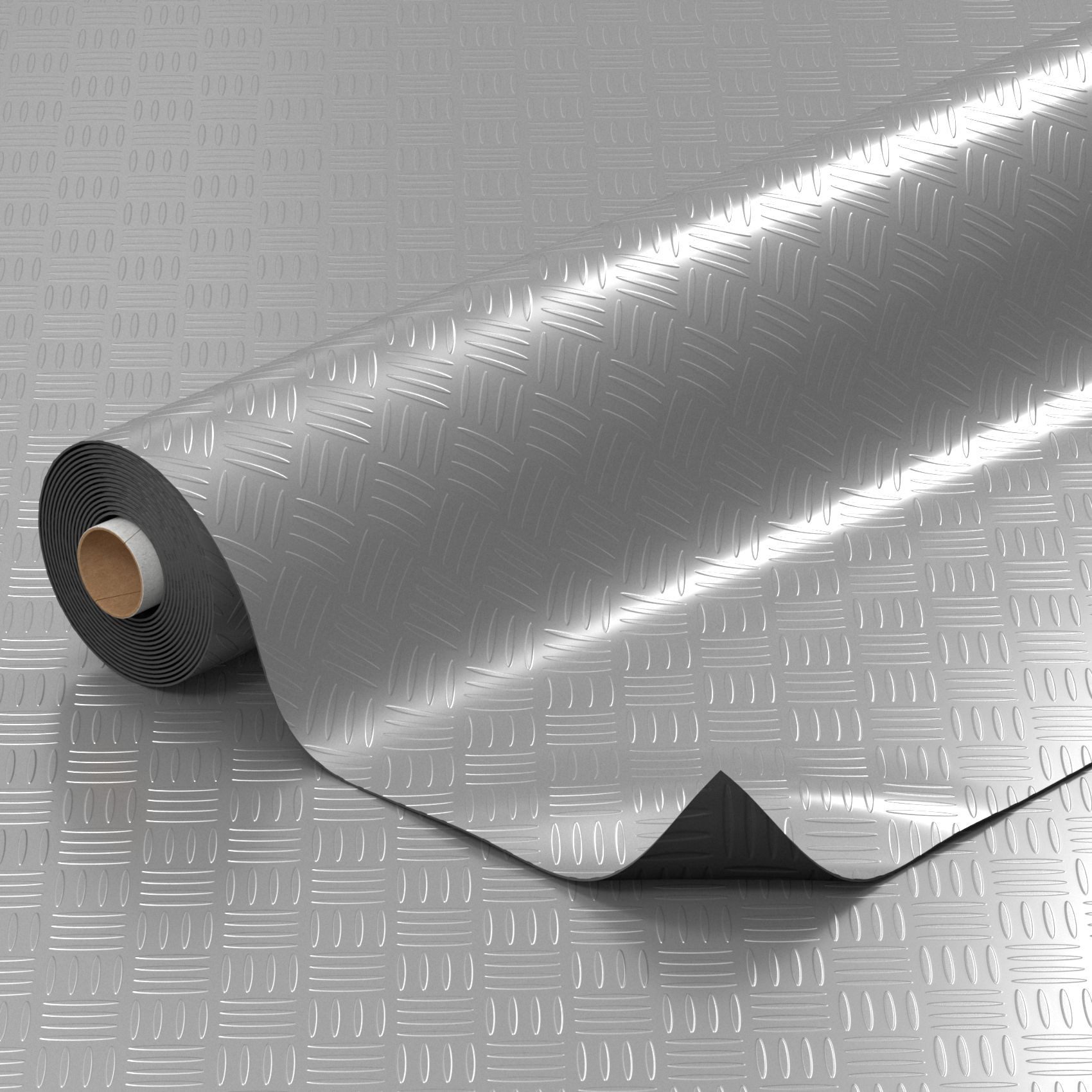 ANRO Vinylboden IMOS 1mm 140cm Breit Riffelblech für Privat/Gewerbe PVC-Bodenbelag, Feuchtigkeitsbarriere, feine Optik, langlebig, Einzelstück, eine Rolle Bodenbelag, Isolierend und wasserbeständig Größe: 100x140cm Uni Silber
