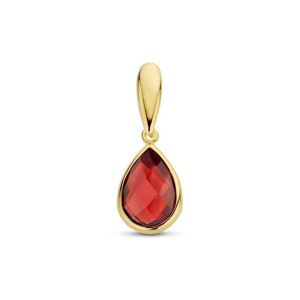 Kettenanhänger 585er Gelbgold Kettenanhänger Granat Tropfen