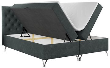 MKS MÖBEL Boxspringbett GRIMALDI, Doppelbett mit Multipocket-Matratze für Schlafzimmer