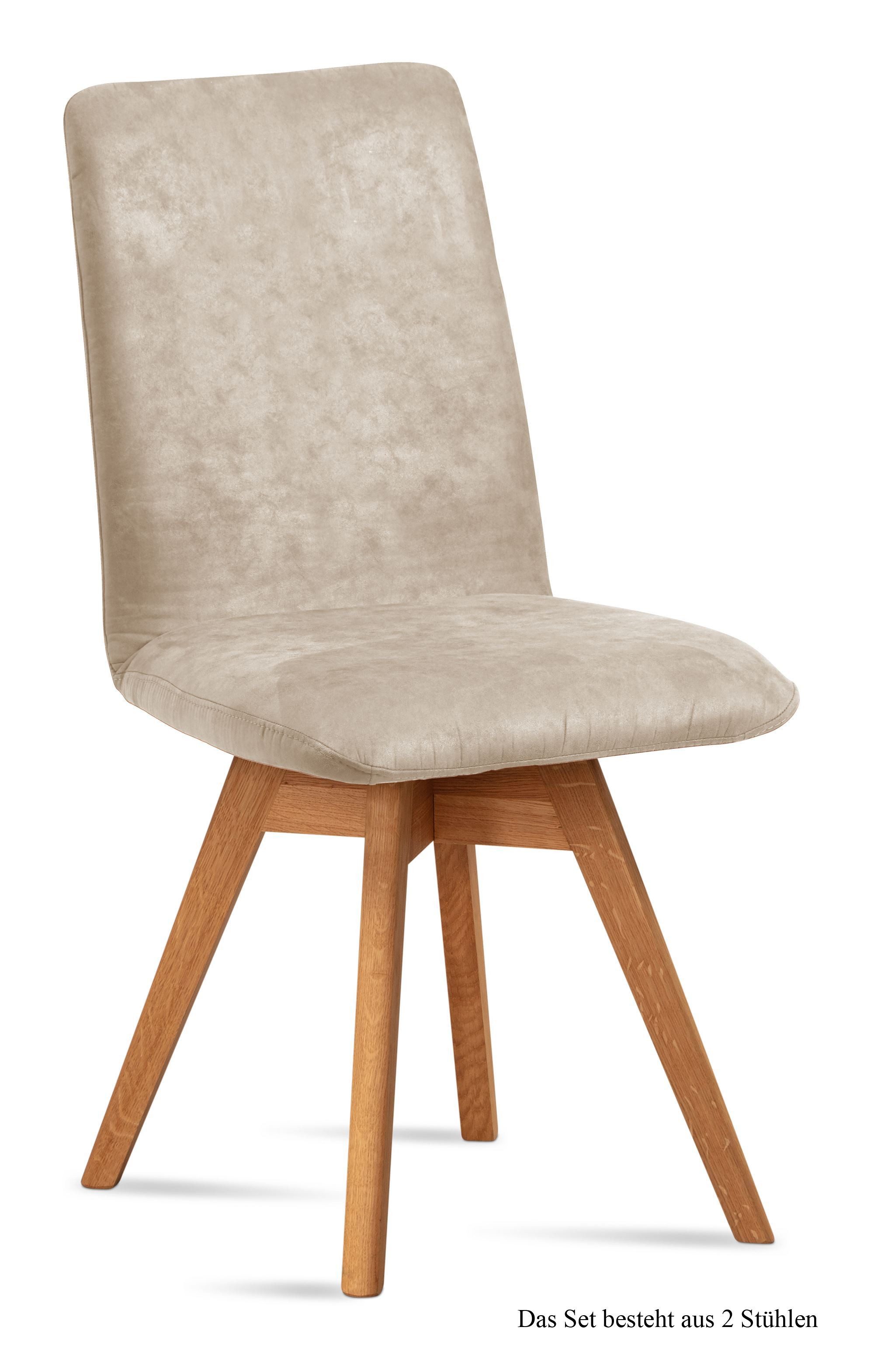 58 aufm Kessel Esszimmerstuhl Küchenstuhl drehbar (2er-Set) Donni 47x92x60 Eiche geölt/Marsala (Lieferung bis Verwendungsstelle, 2 St), Stabiles Gestell aus Massivholz pflegeleichter Bezug aus Microfaser
