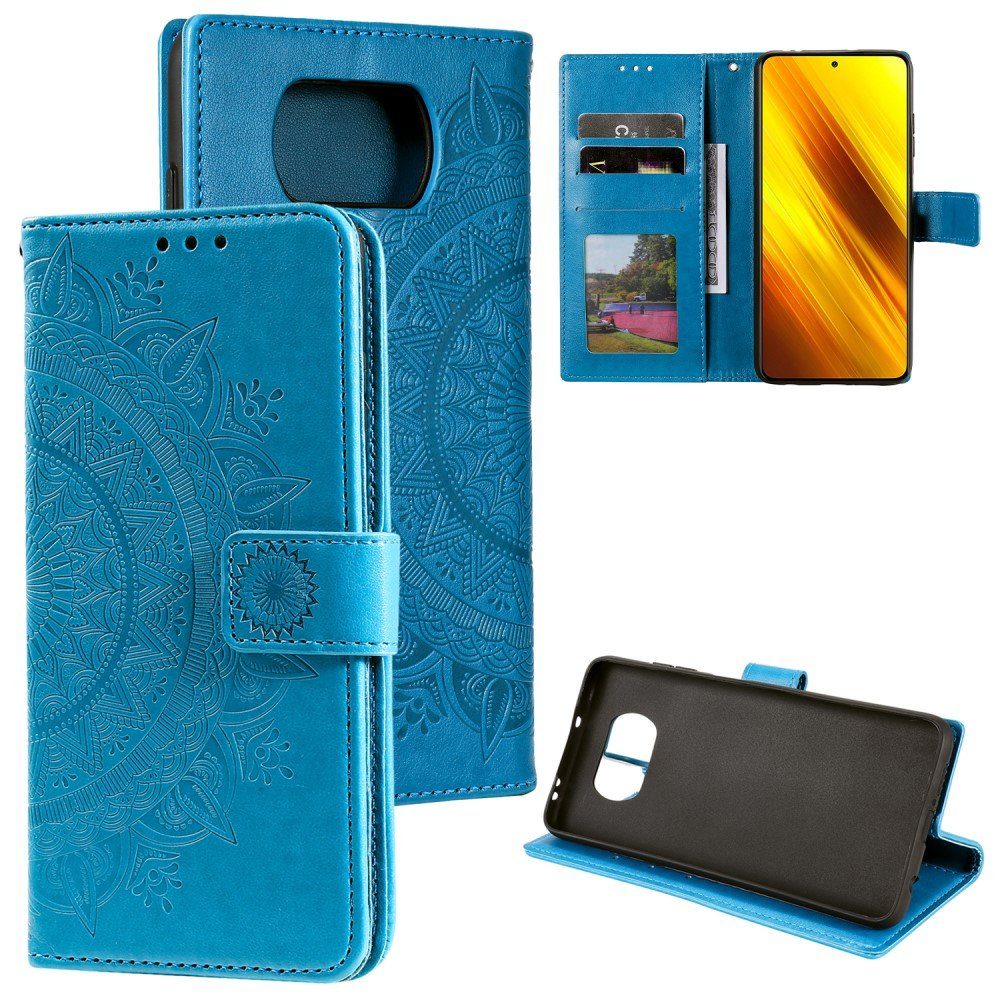 CoverKingz Handyhülle Hülle für Xiaomi Poco X3 NFC/X3 Pro Handyhülle Flip Case Cover 16,5 cm (6,5 Zoll), Klapphülle Schutzhülle mit Kartenfach Schutztasche Motiv Mandala