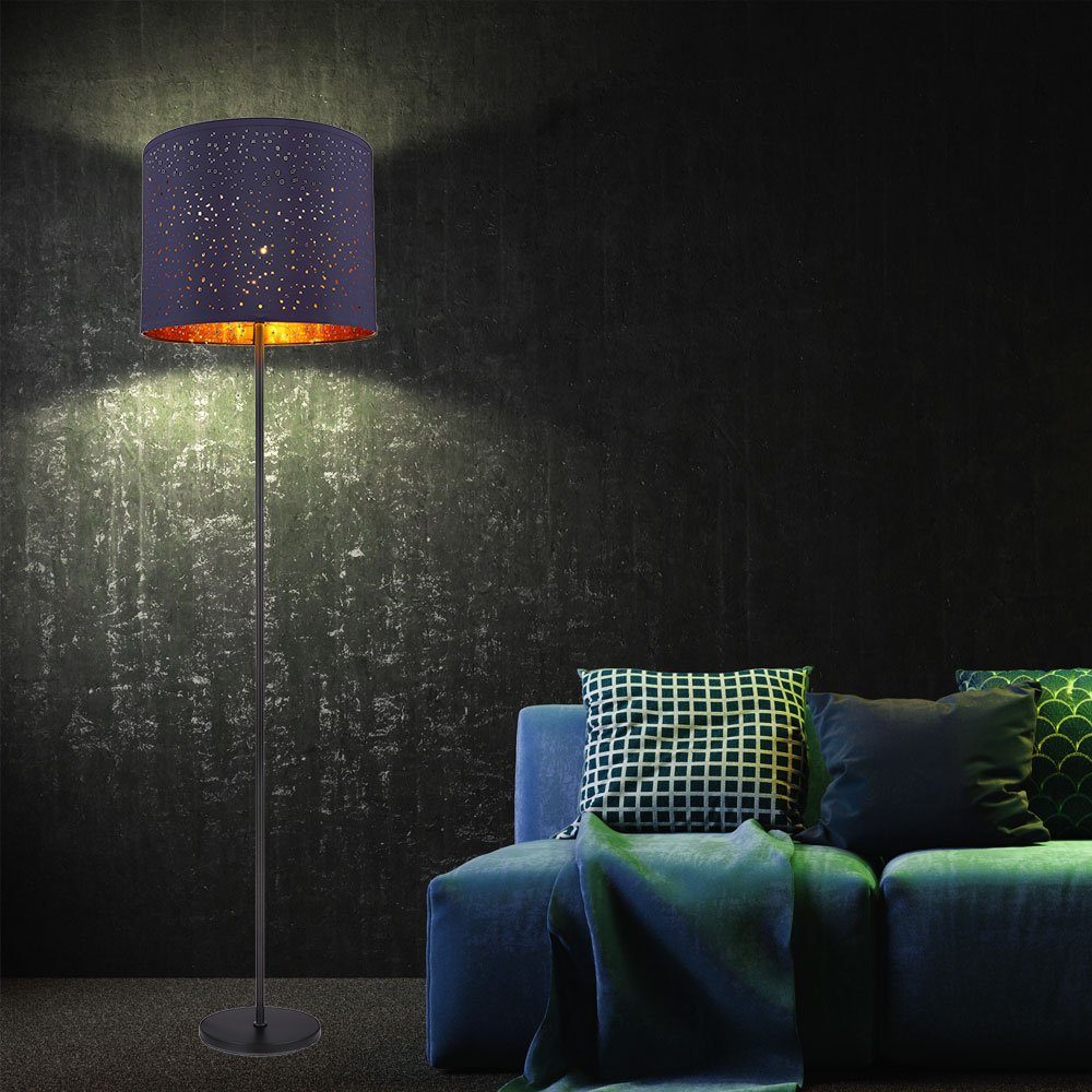 Globo LED Stehlampe, Leuchtmittel inklusive, cm Musterstanzungen 40 D Warmweiß, Farbwechsel, blau Stehleuchte Schlafzimmerlampe Textil