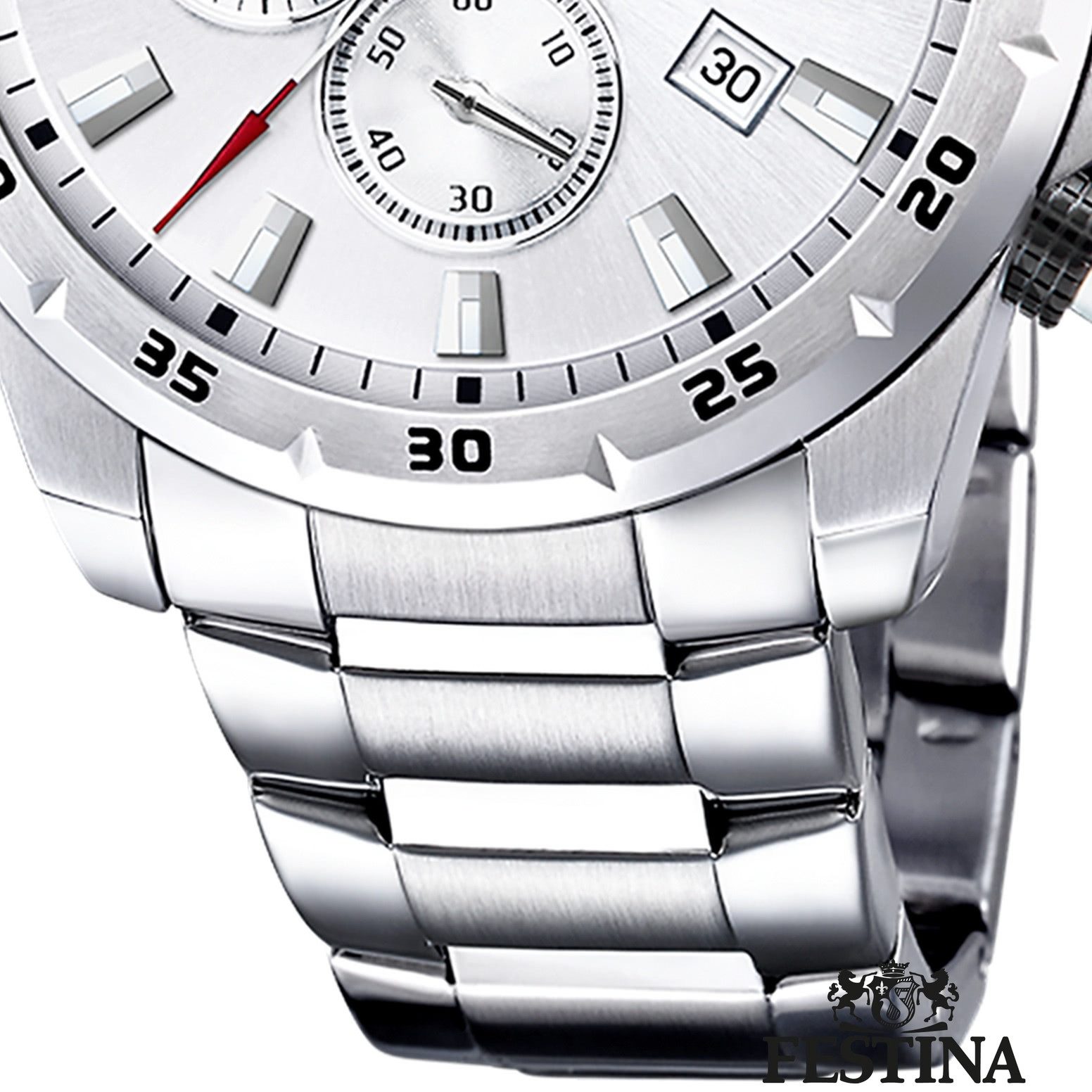 Festina Quarzuhr Festina Herrenuhr Edelstahl silber, (Chronograph), Herren Armbanduhr rund, Edelstahlarmband silber, Elegant
