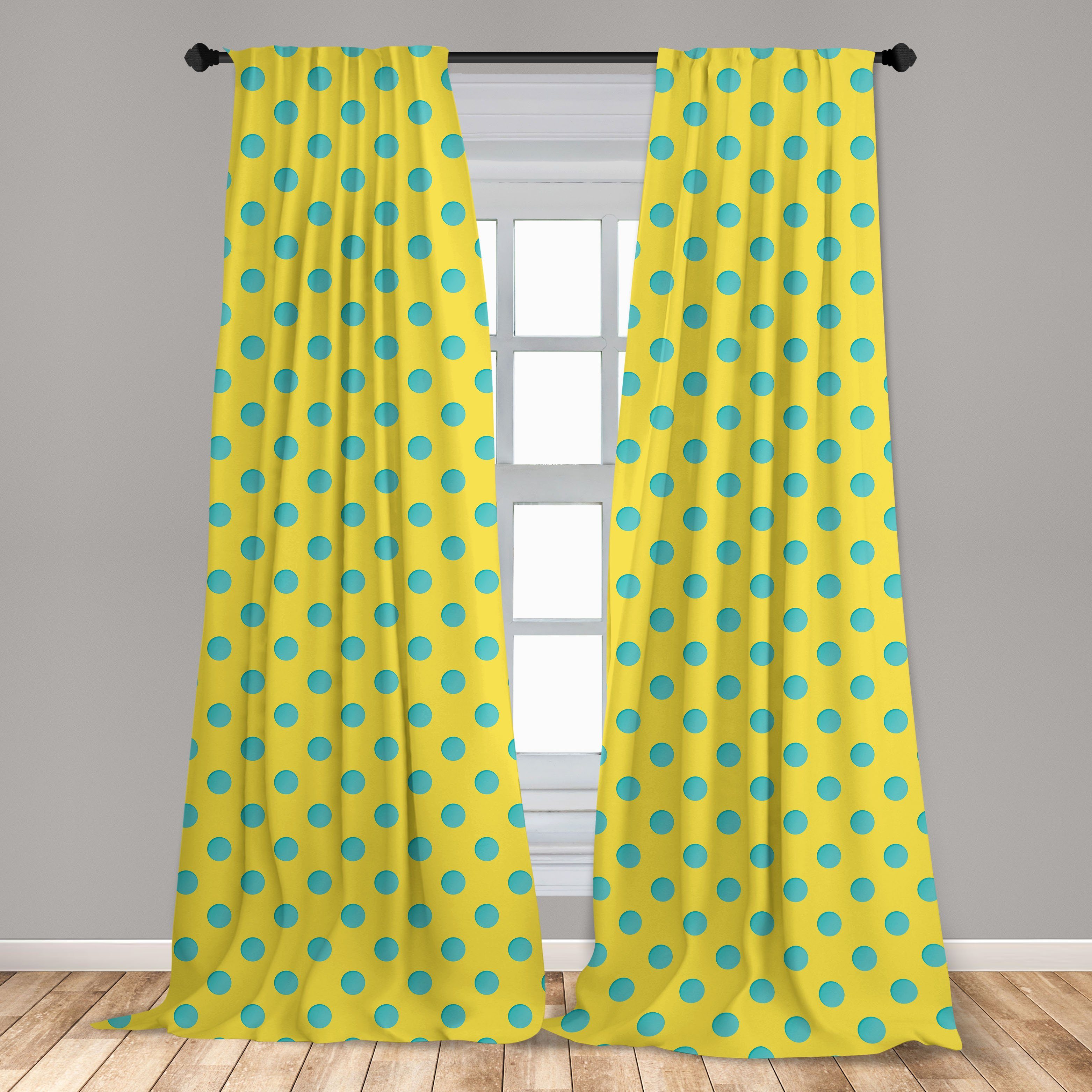 Dekor, Punkte Gelbe Gardine Abakuhaus, Vorhang für Schlafzimmer Microfaser, Wohnzimmer Blots